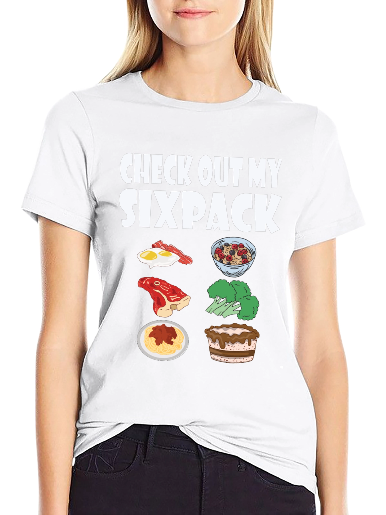 Black Check Out My Sixpack Food T-Shirt view 9