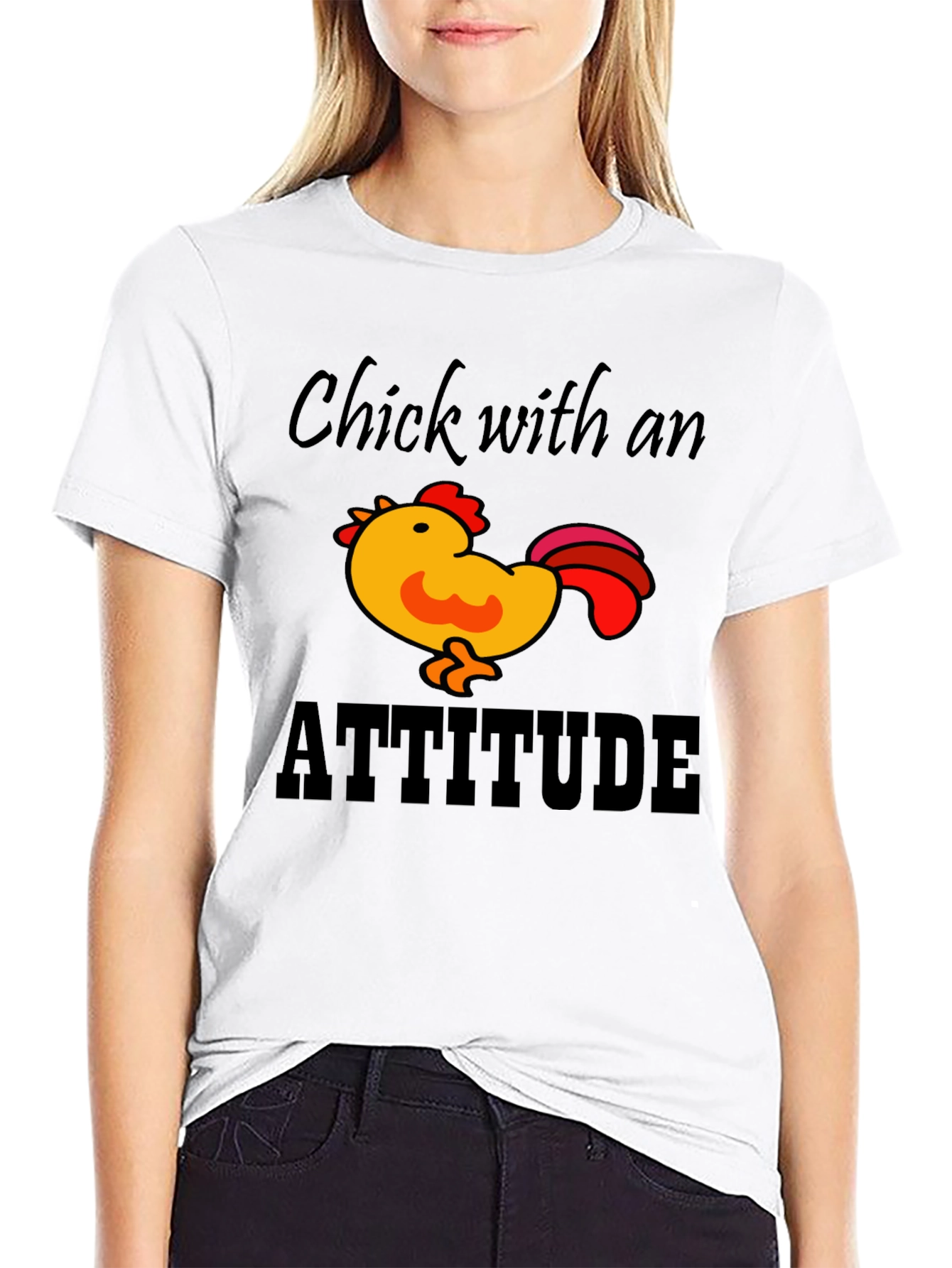 Black Chick with Attitude Black T-Shirt view 9