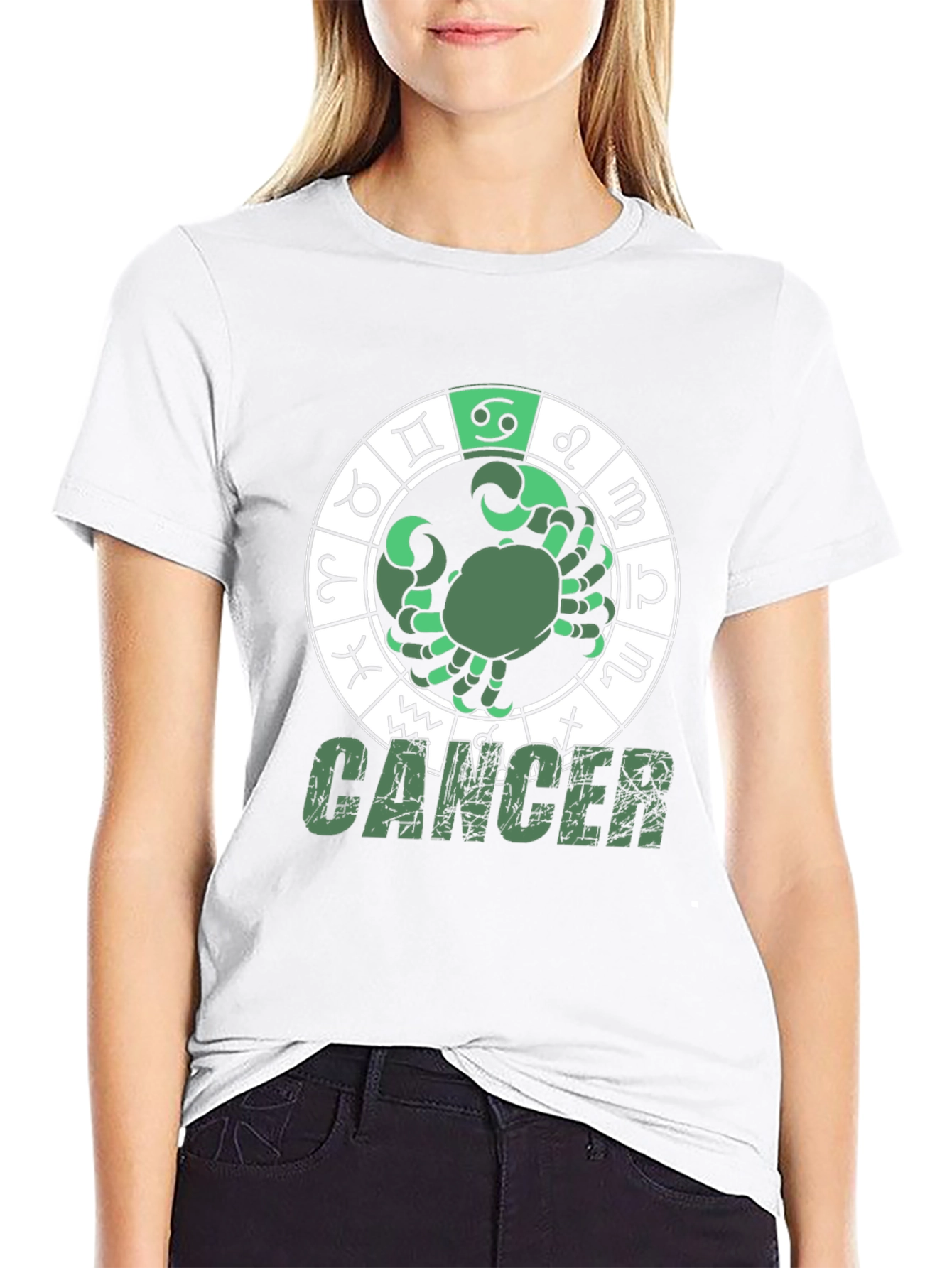Black Cancer Zodiac Graphic T-Shirt view 9
