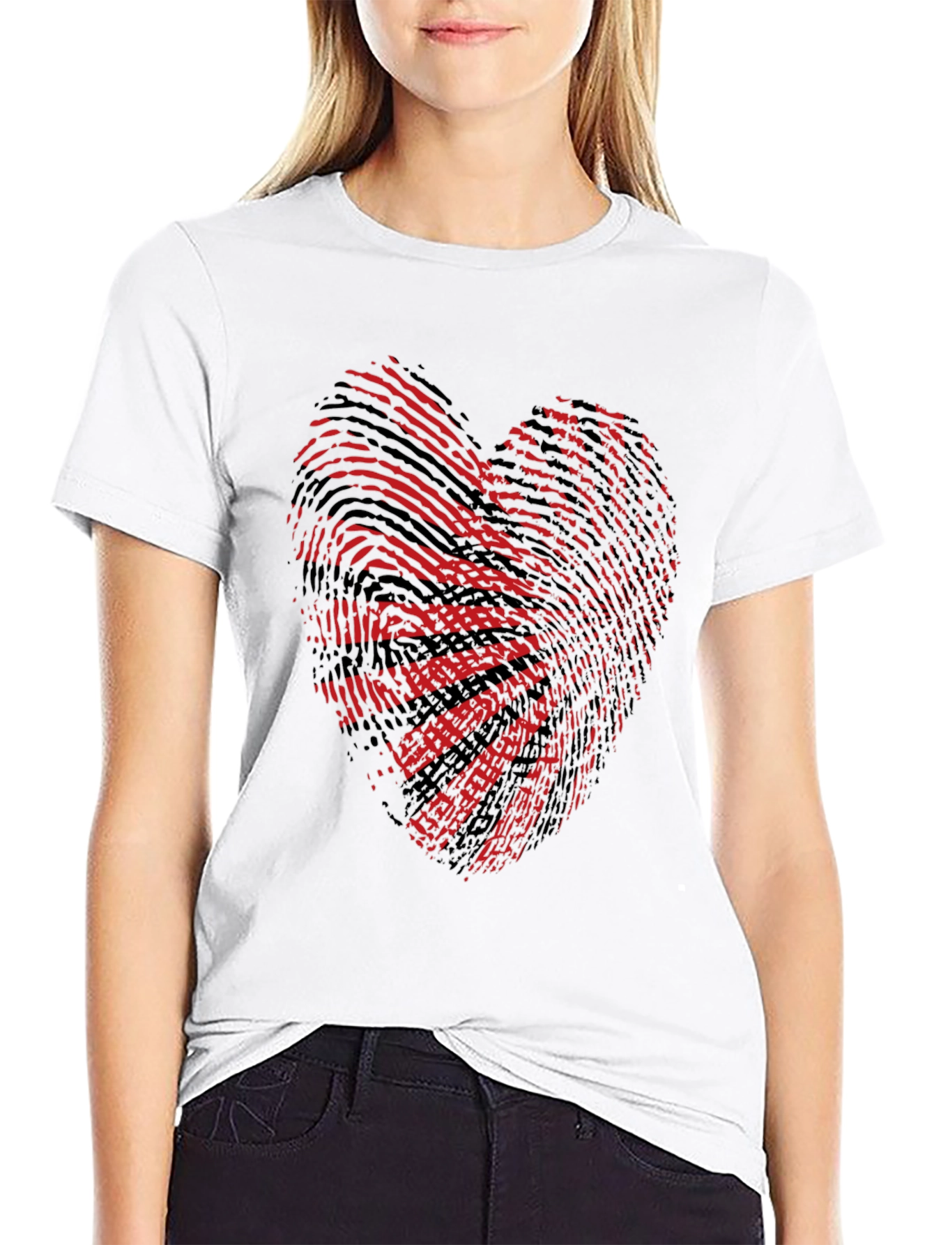Black Heart Fingerprint Graphic Tee - Unique Design view 9