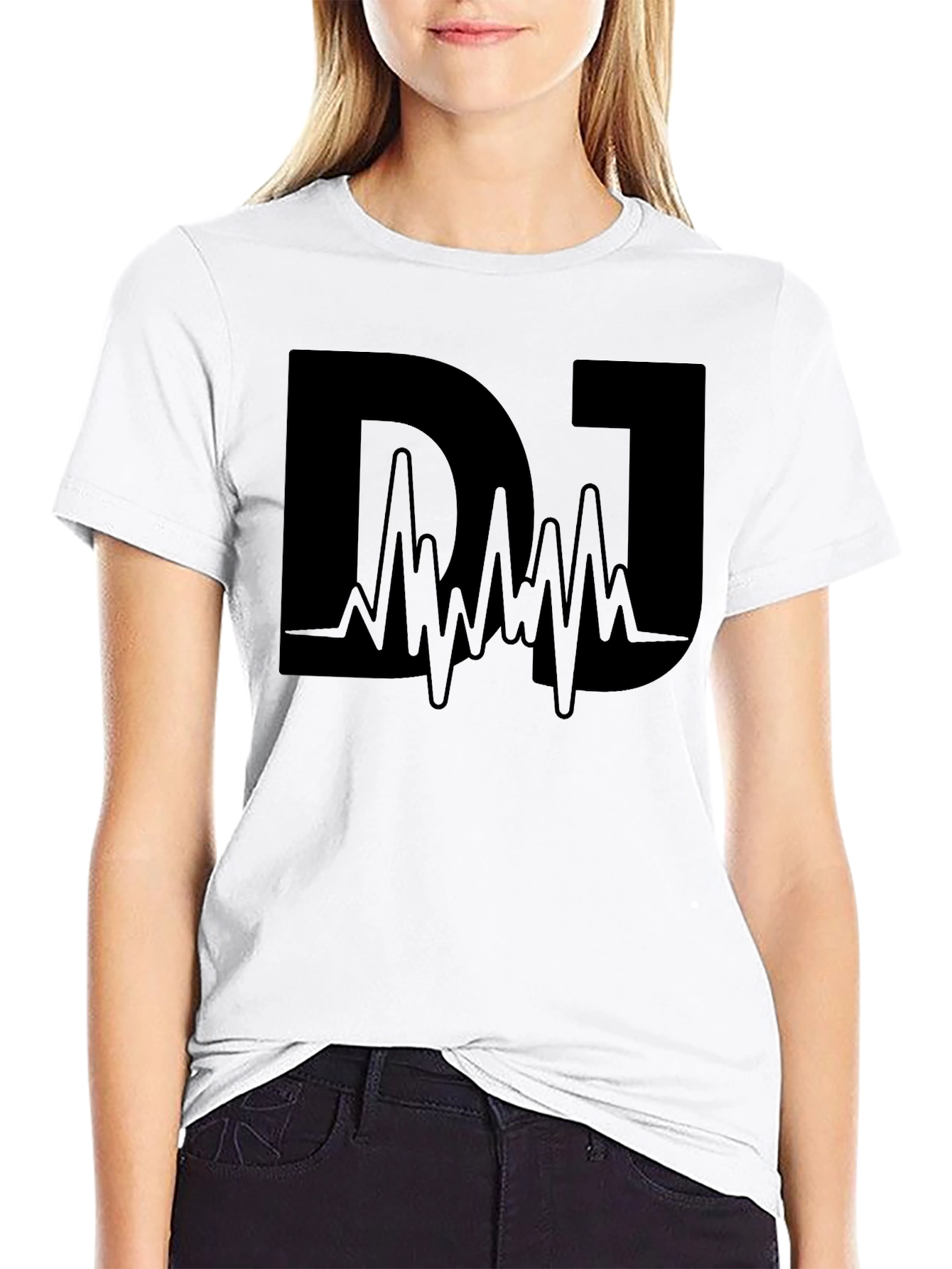 Black DJ Graphic T-Shirt - Sound Wave Design view 9