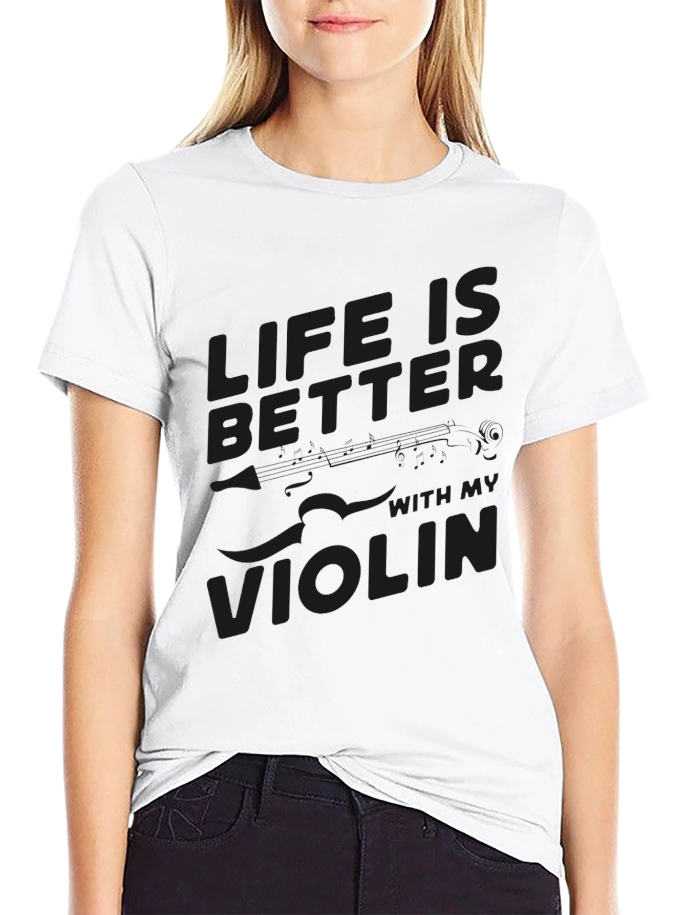 Black Life is Better with My Violin - Black T-Shirt view 9