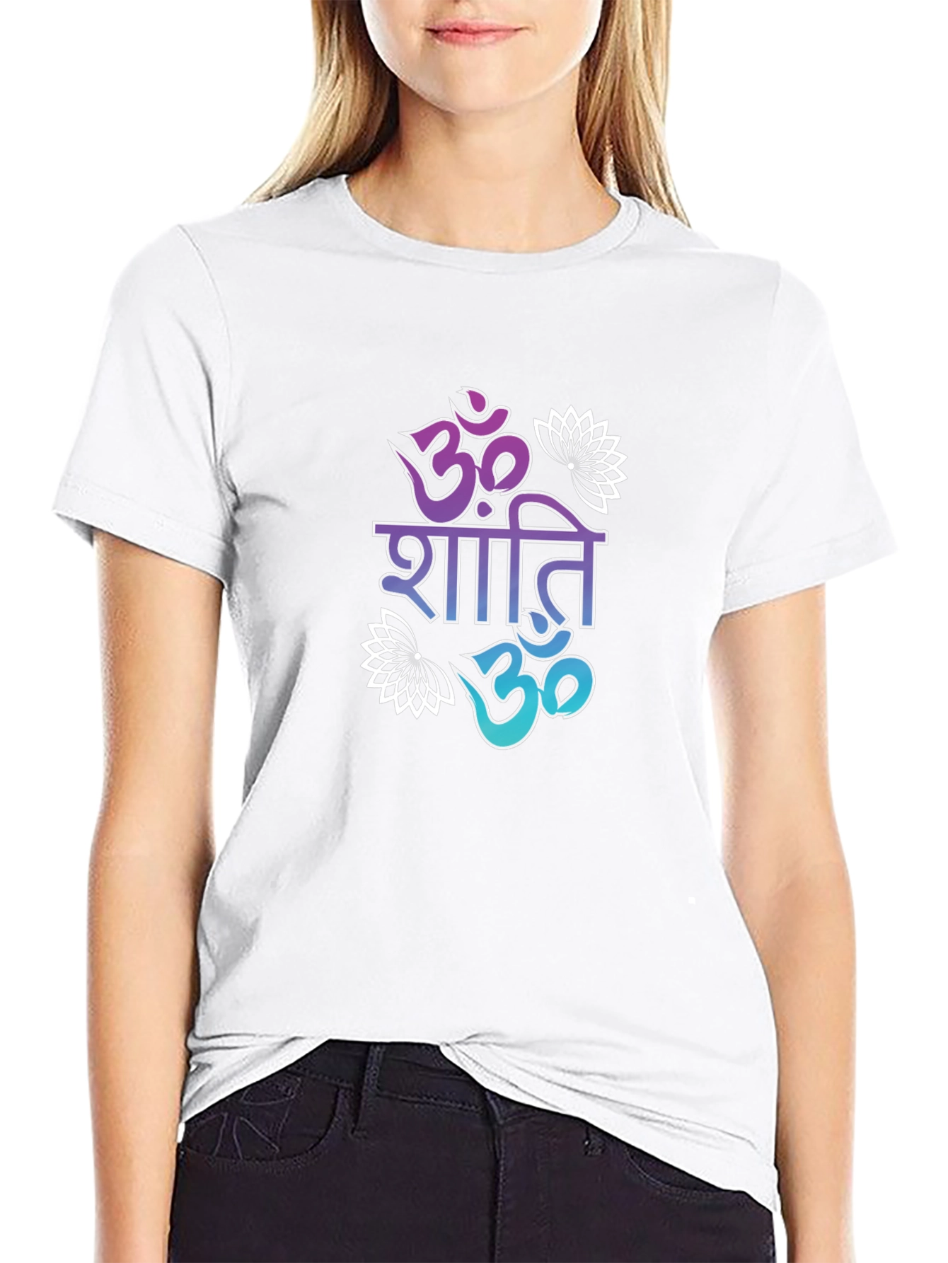 Black Om Shanti T-Shirt - Peaceful Graphic Tee view 9