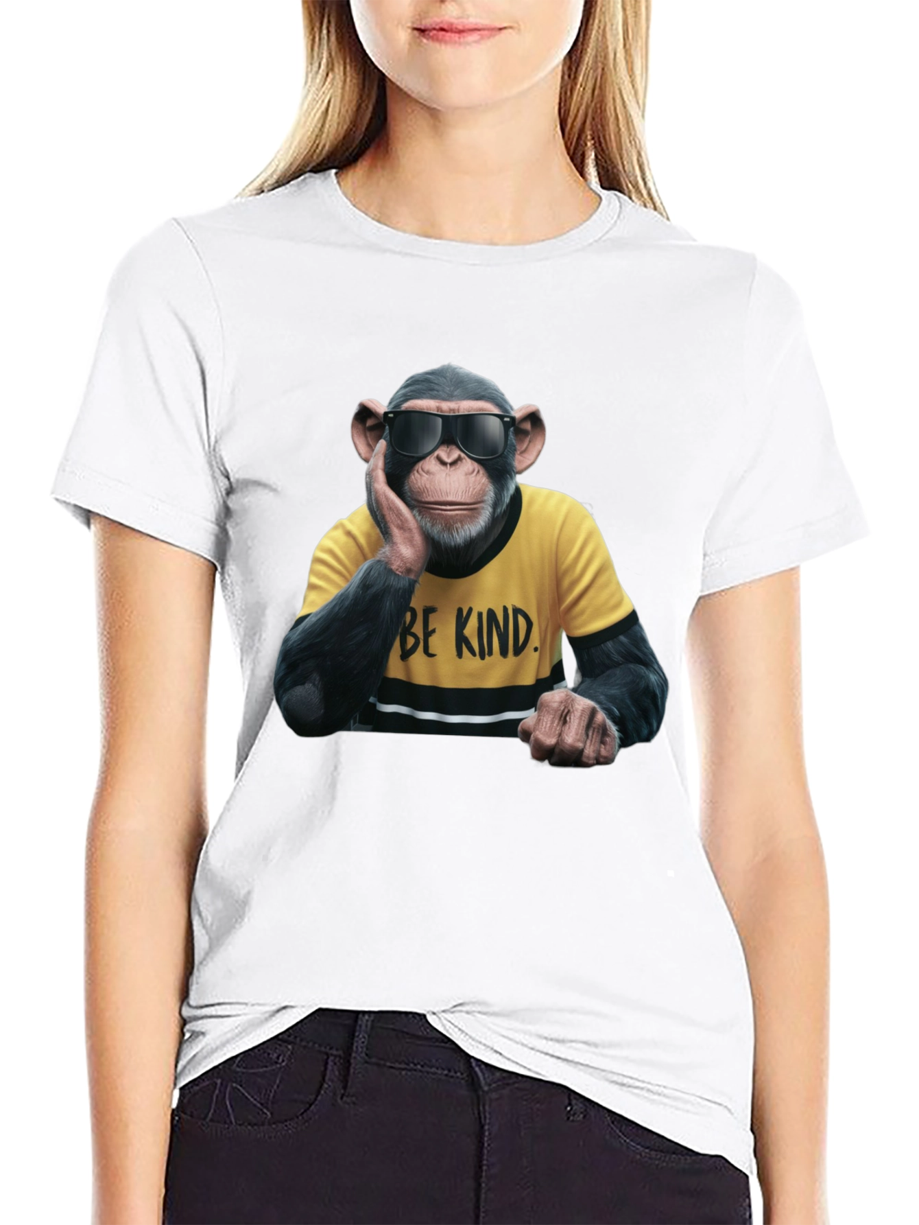 Black Cool Monkey Graphic Tee - Be Kind view 9