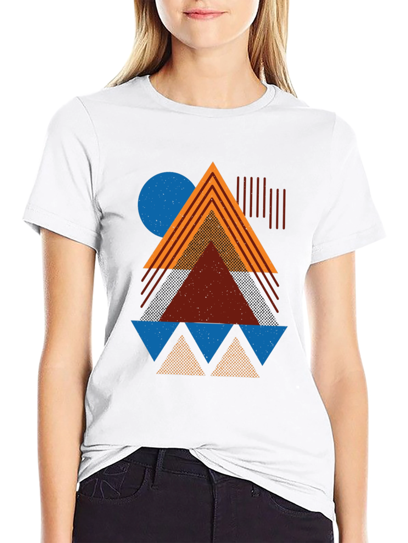 Black Geometric Pattern Graphic Tee - Modern Art Shirt view 9