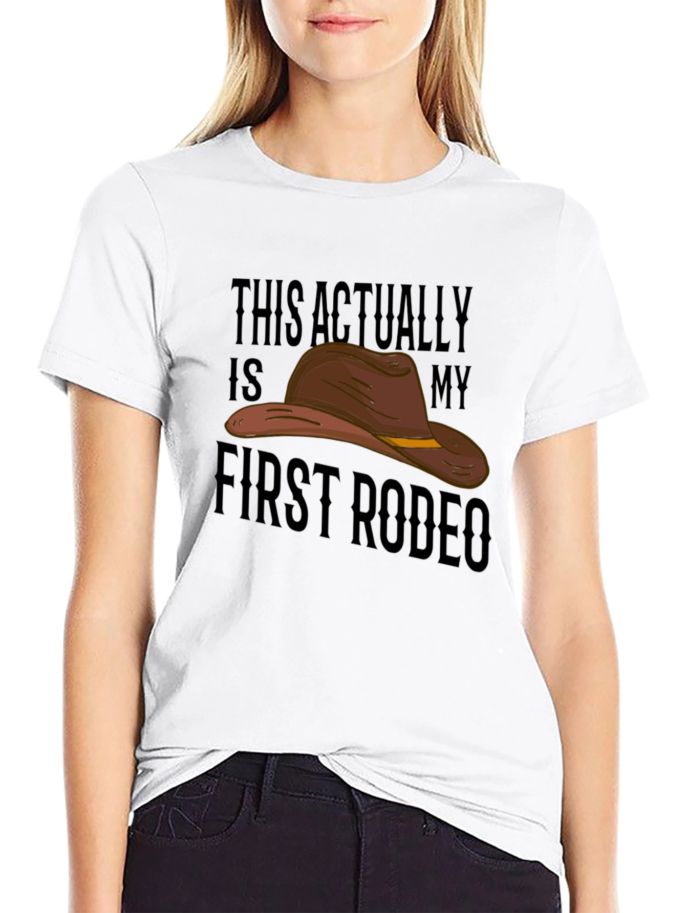 Black Funny Rodeo T-Shirt - This Actually Is My First Rodeo view 9