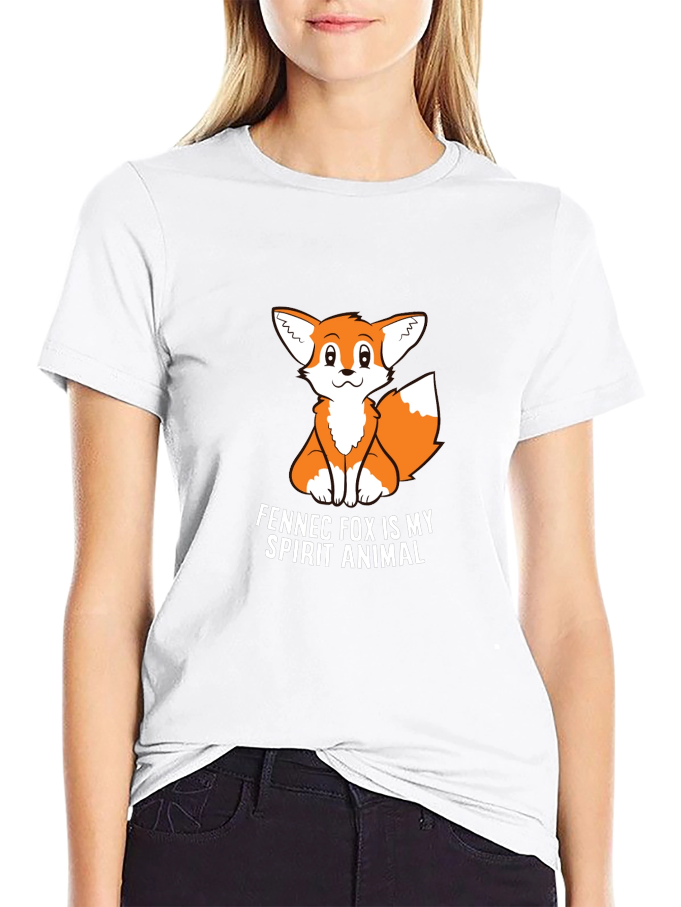 Black Fennec Fox Spirit Animal Graphic Tee - Black view 9