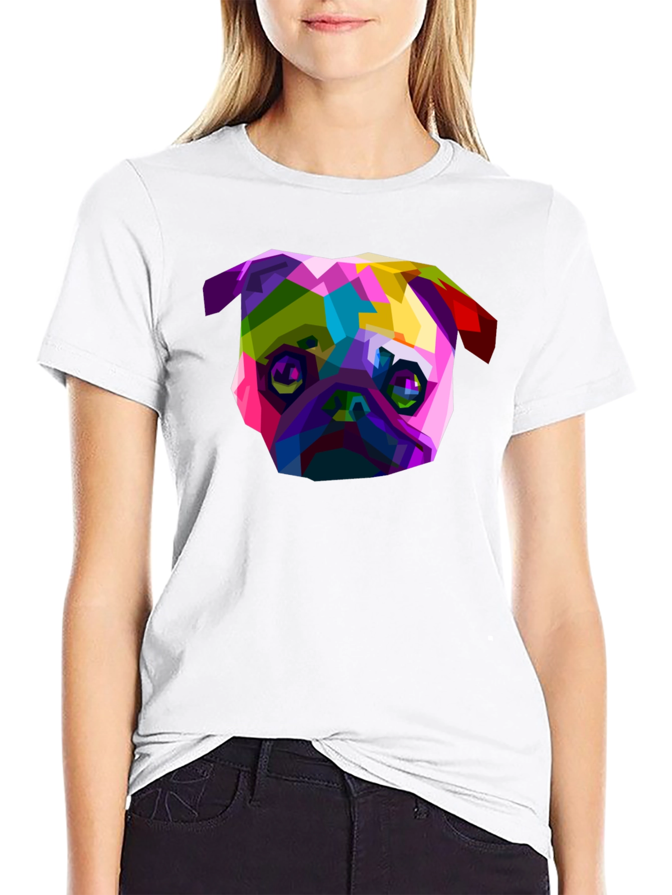 Black Geometric Pug Graphic Tee - Bold Style view 9
