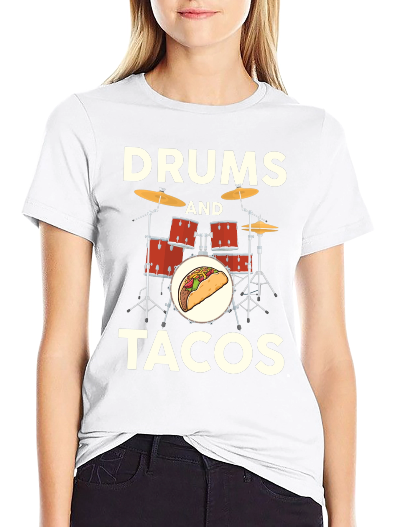 Black Drums and Tacos T-Shirt: Musician Foodie Tee view 9
