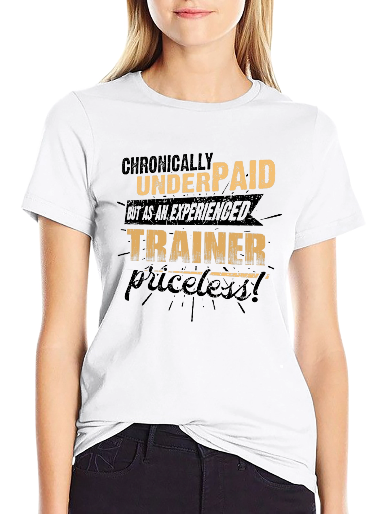 Black Chronically Underpaid Trainer Graphic T-Shirt view 9