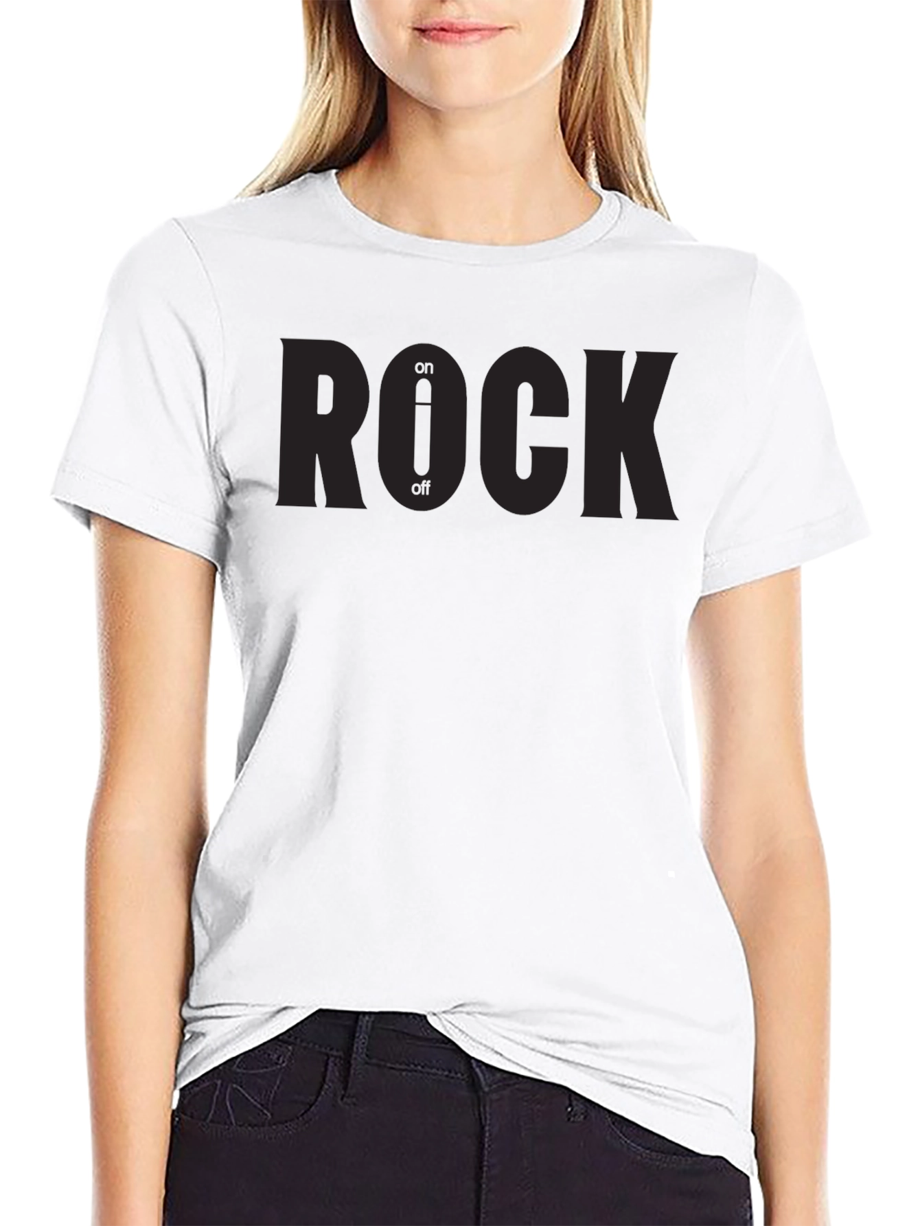 Black Rock On/Off Graphic Tee - Black Crew Neck T-Shirt view 9