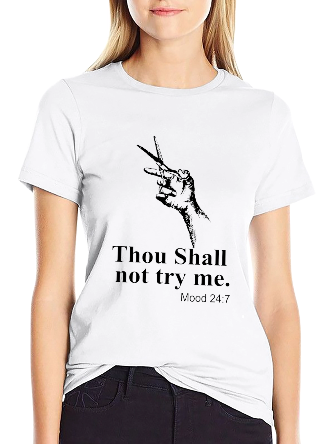 Black Thou Shalt Not Try Me Graphic Tee view 9