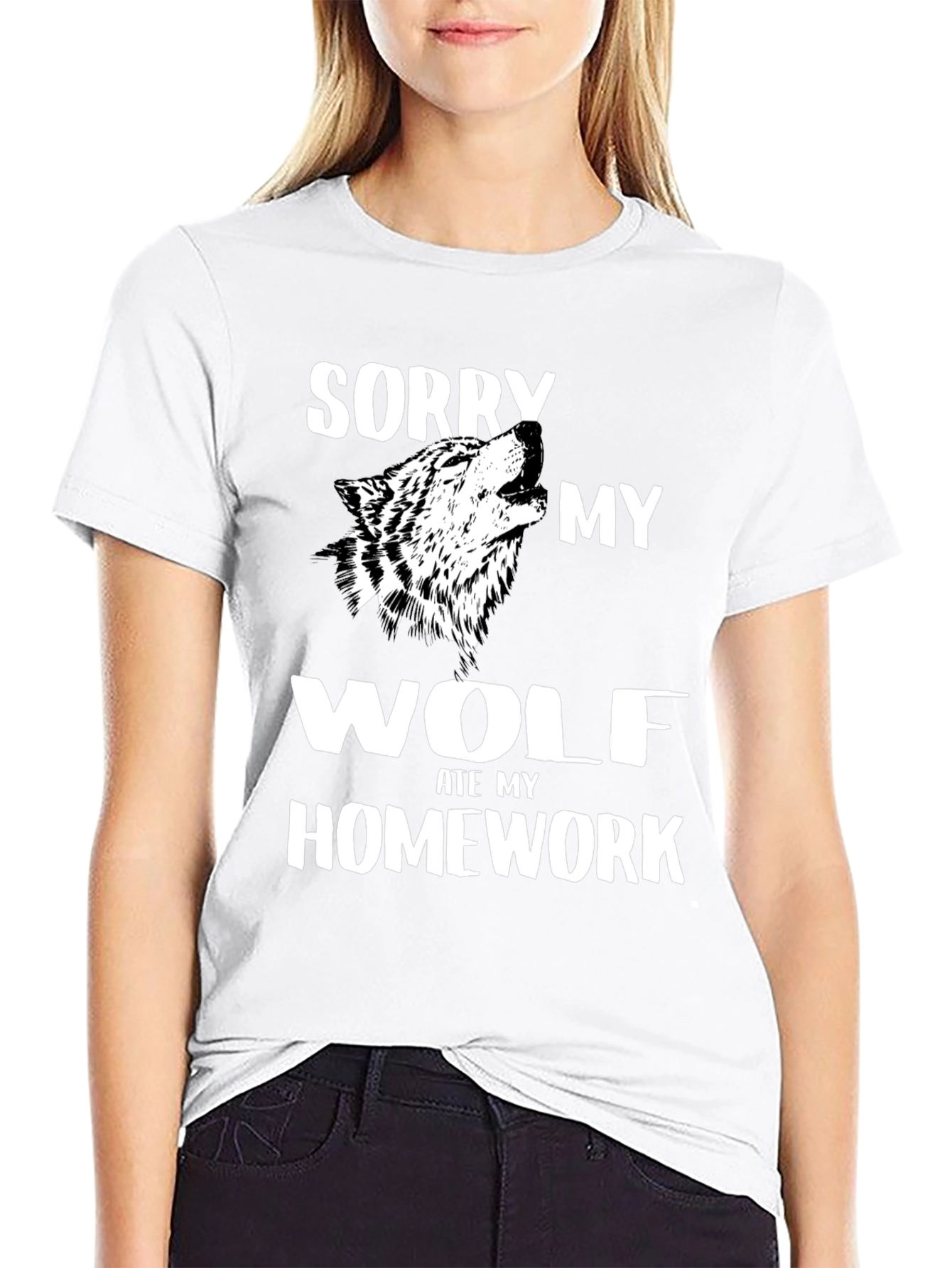 Black Wolf Ate My Homework Graphic Tee view 9