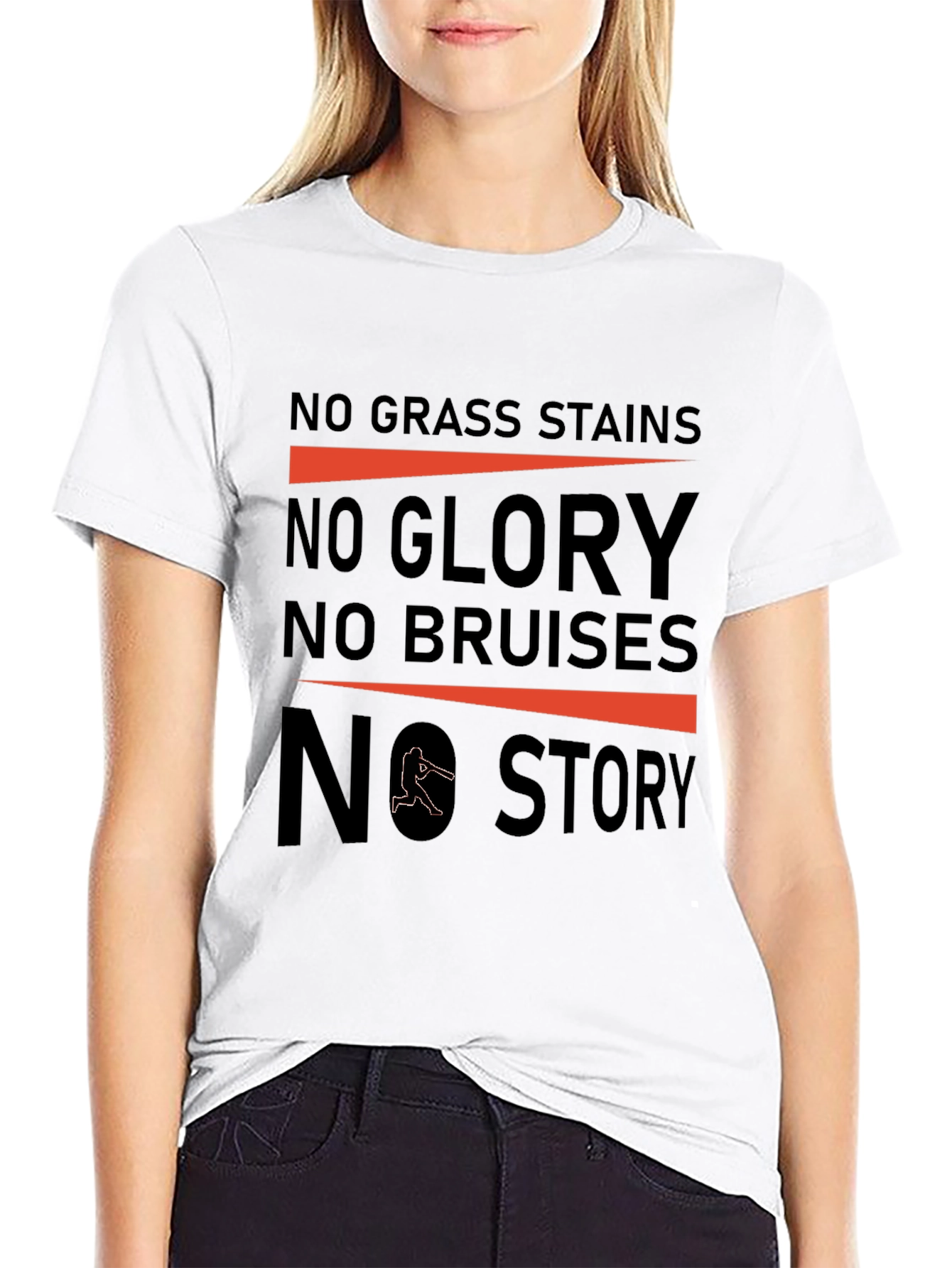 Black No Grass Stains Baseball T-Shirt view 9