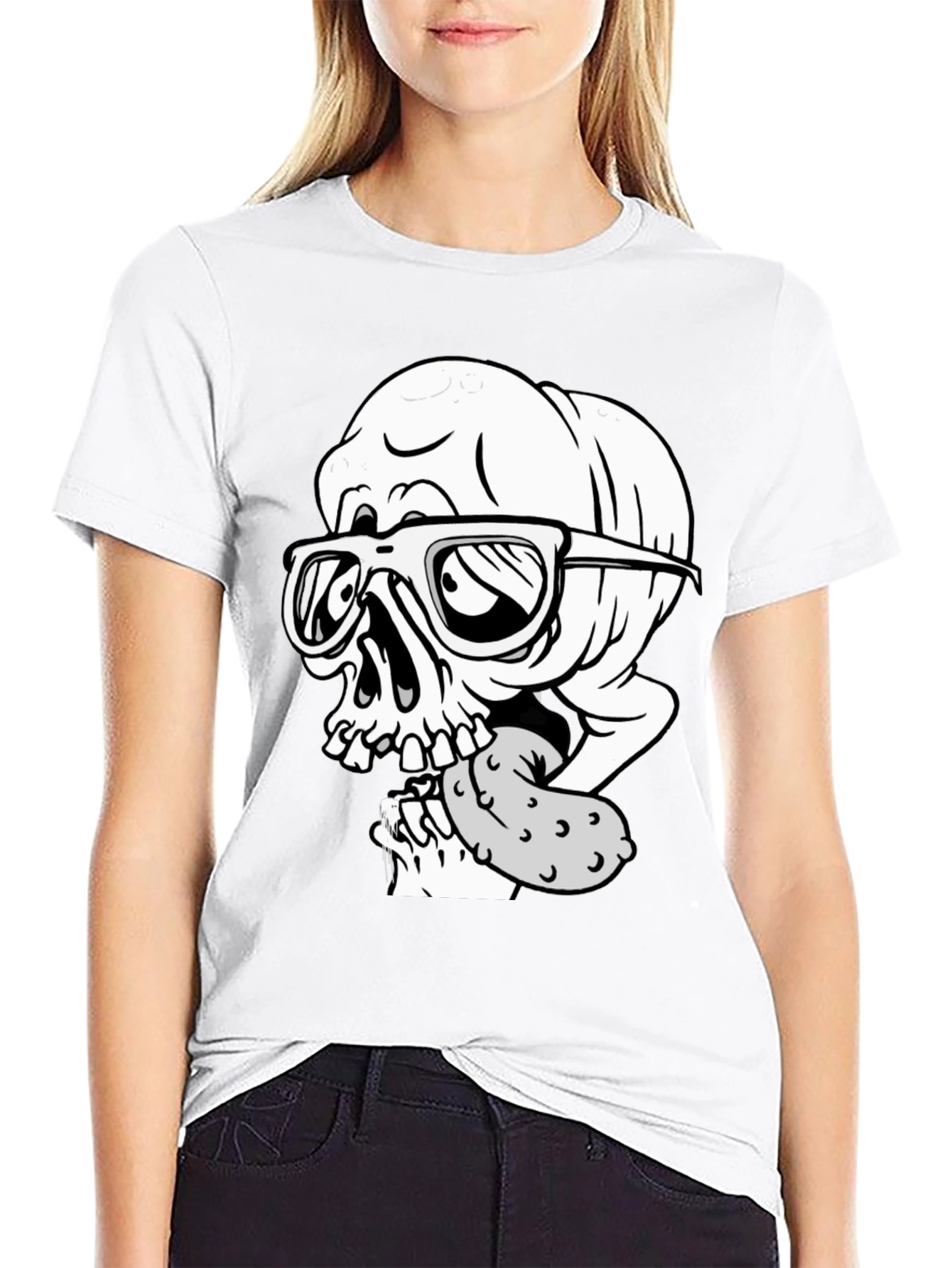 Black Skull with Pickle Graphic Tee view 9