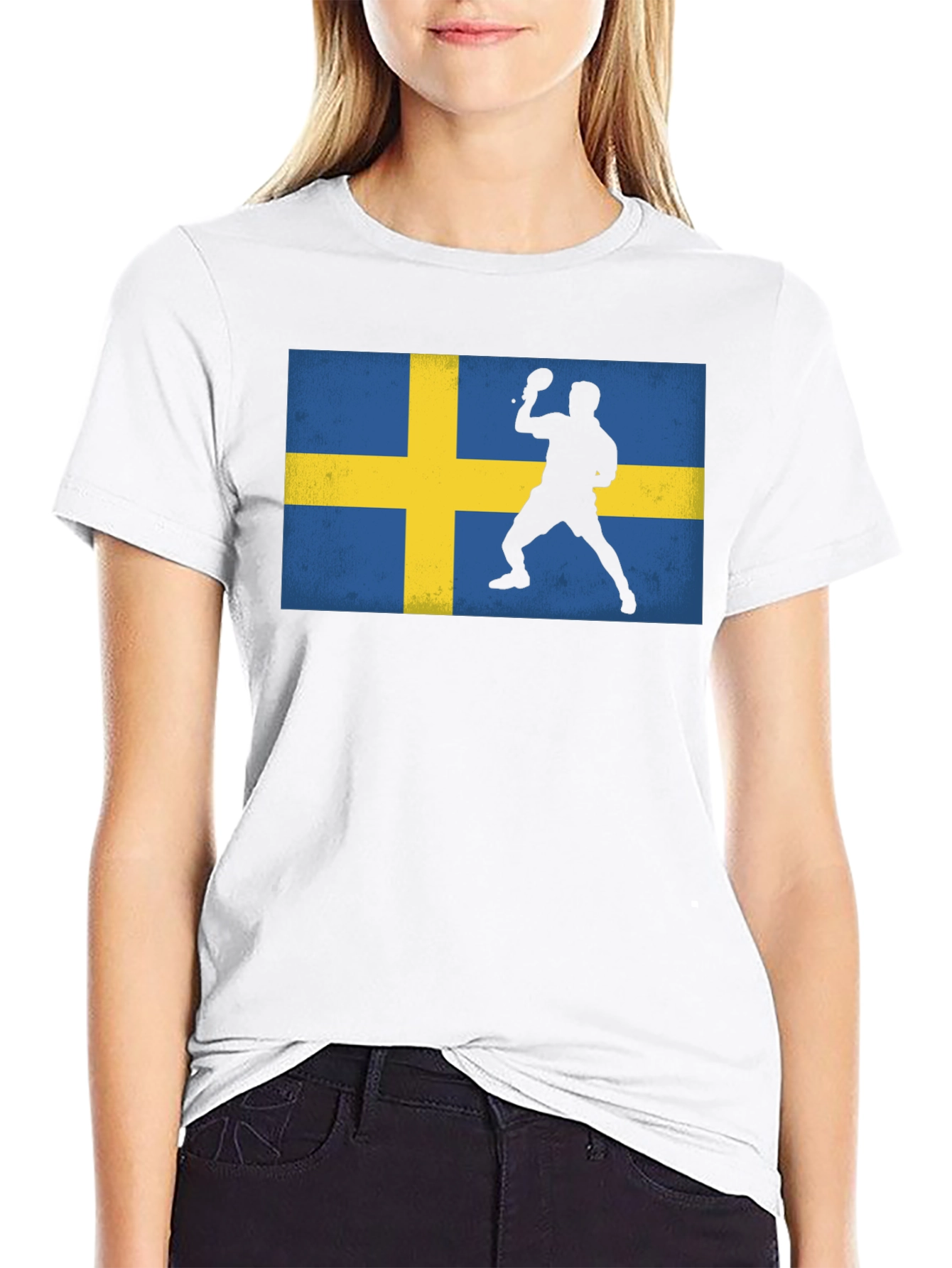 Black Sweden Table Tennis Flag T-Shirt view 9