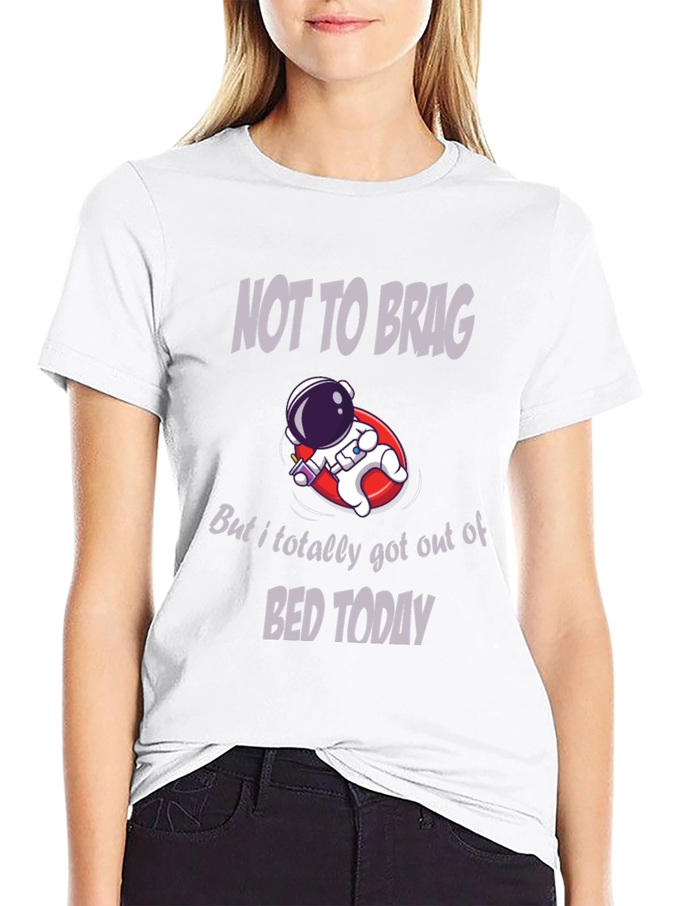 Black Humorous Astronaut T-Shirt: Not to Brag view 9