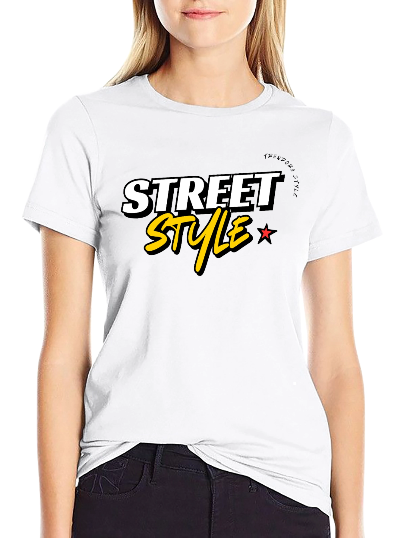 Black Street Style Graphic Tee - Black Cotton Blend view 9