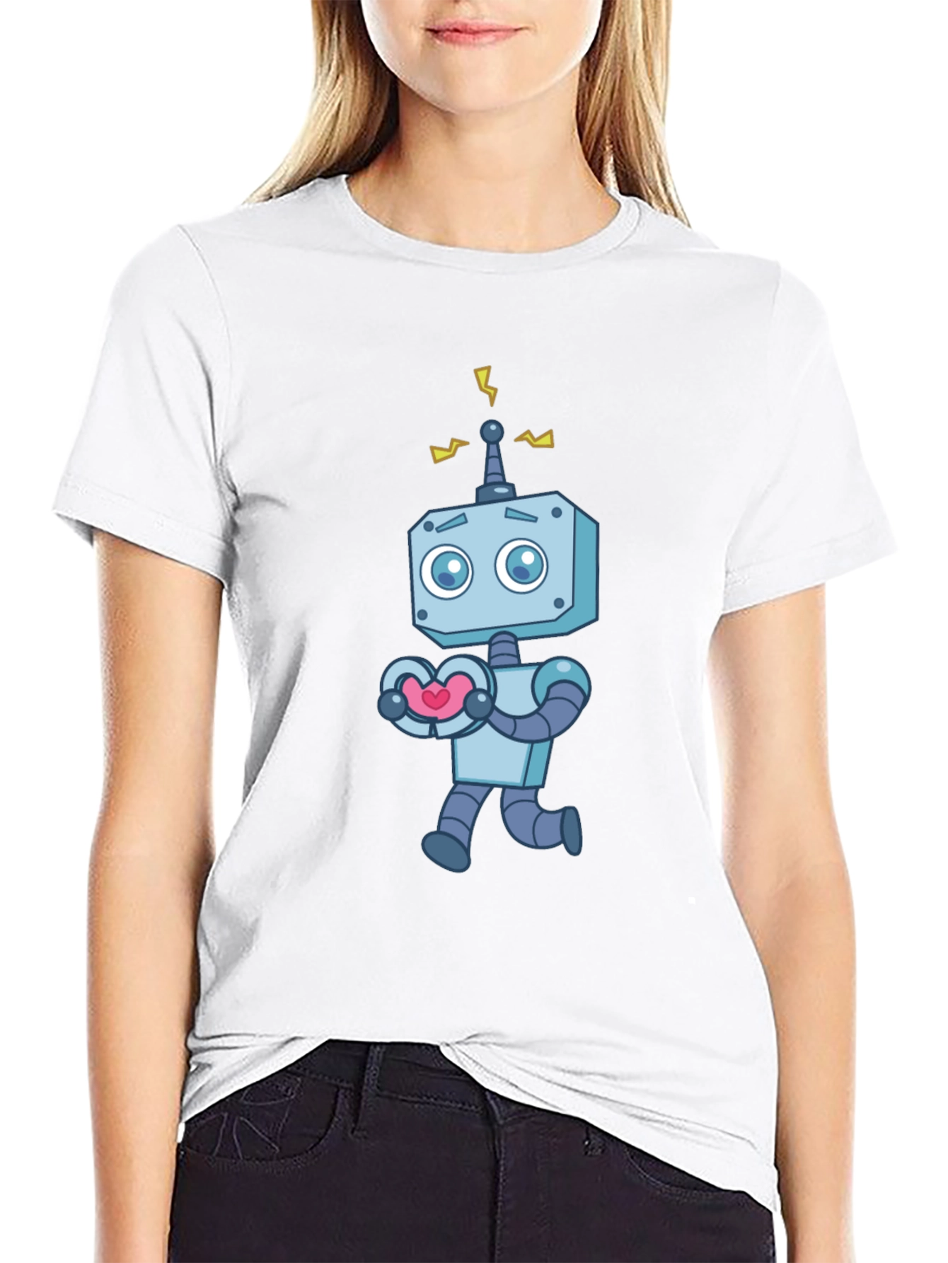 Black Robot Heart T-Shirt - Quirky Graphic Tee view 9