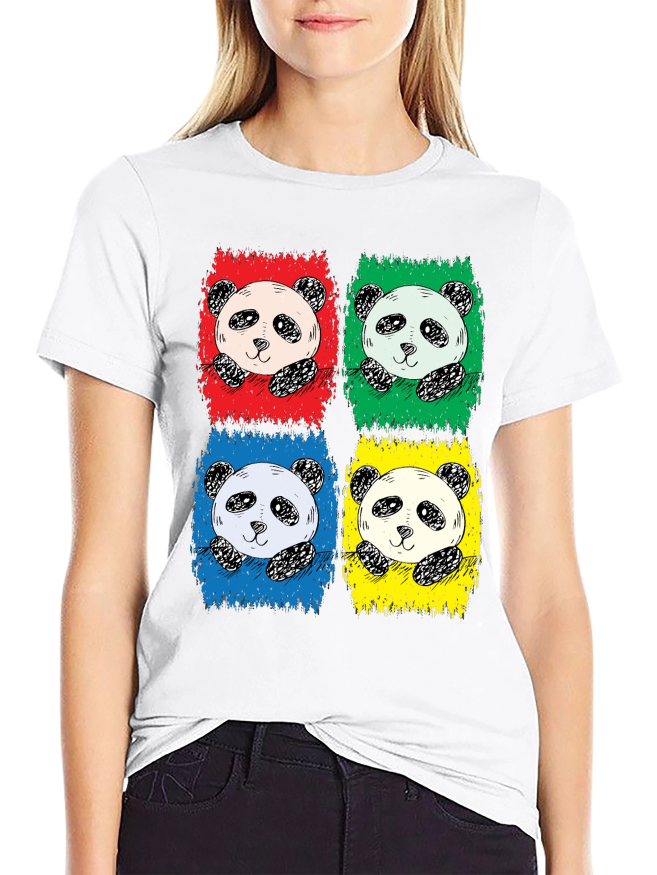 Black Pop Art Panda Graphic Tee - Unisex view 9