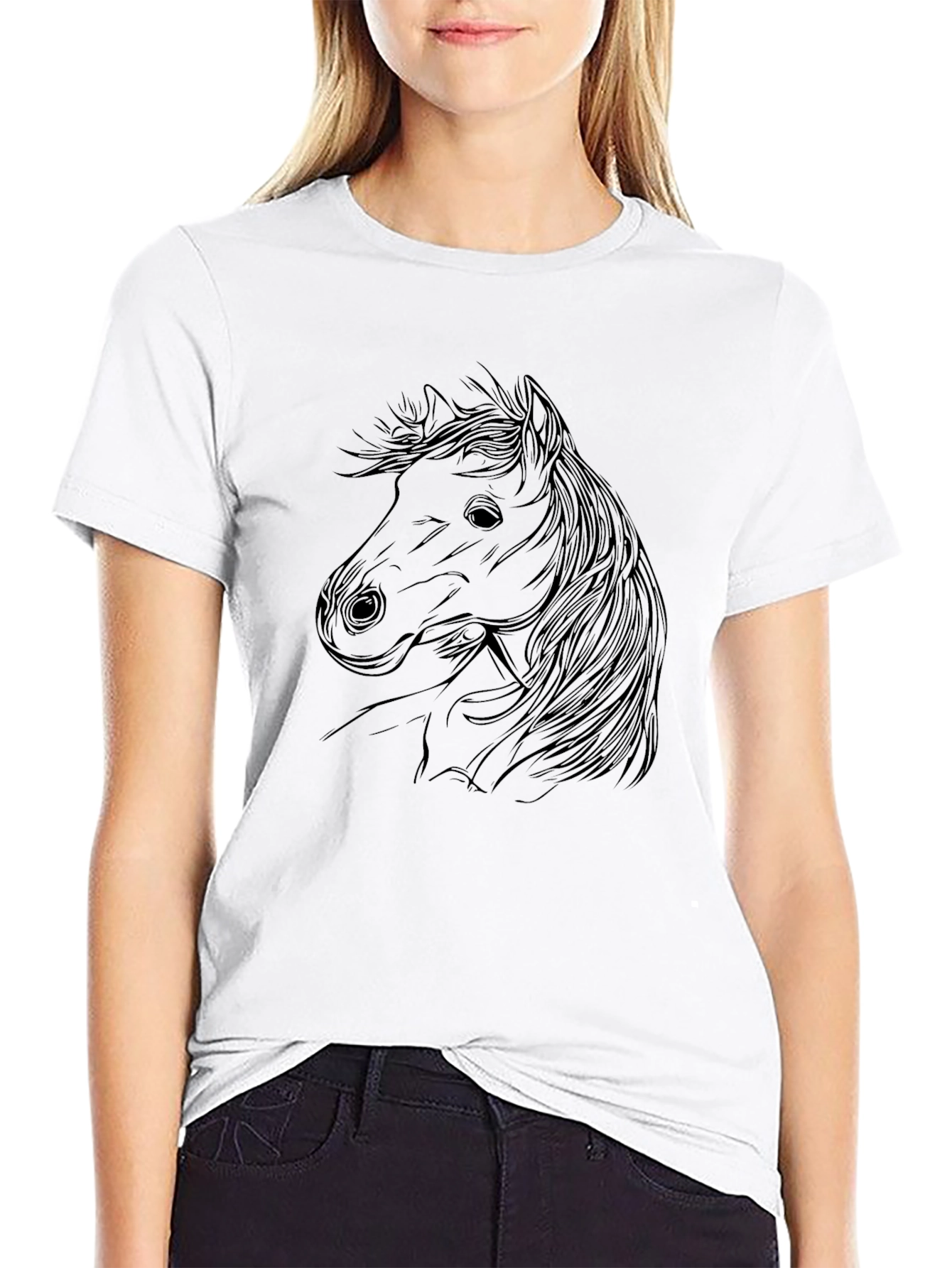 Black Horse Outline Graphic Print Tee view 9