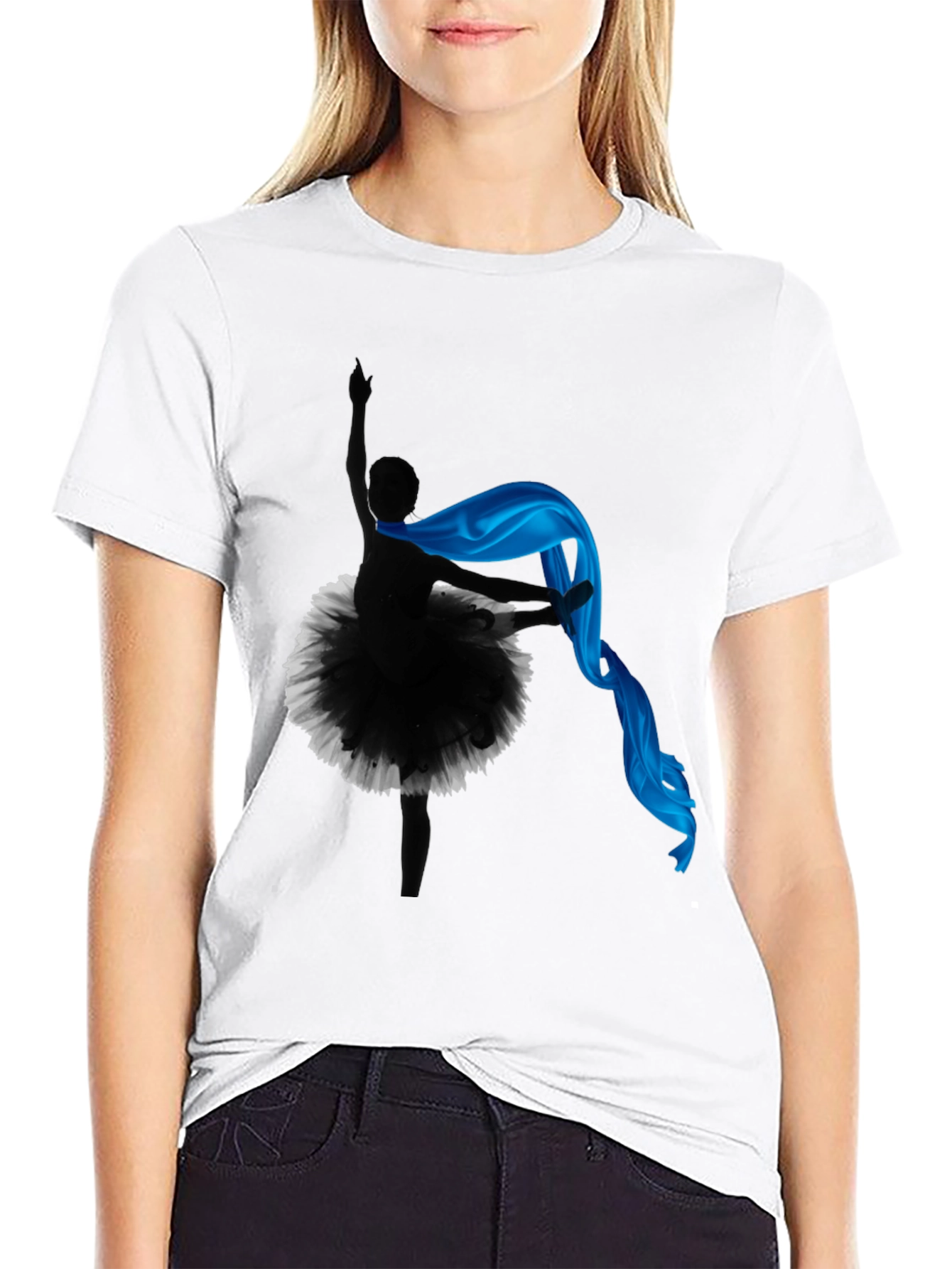 Black Ballerina Silhouette T-Shirt view 9