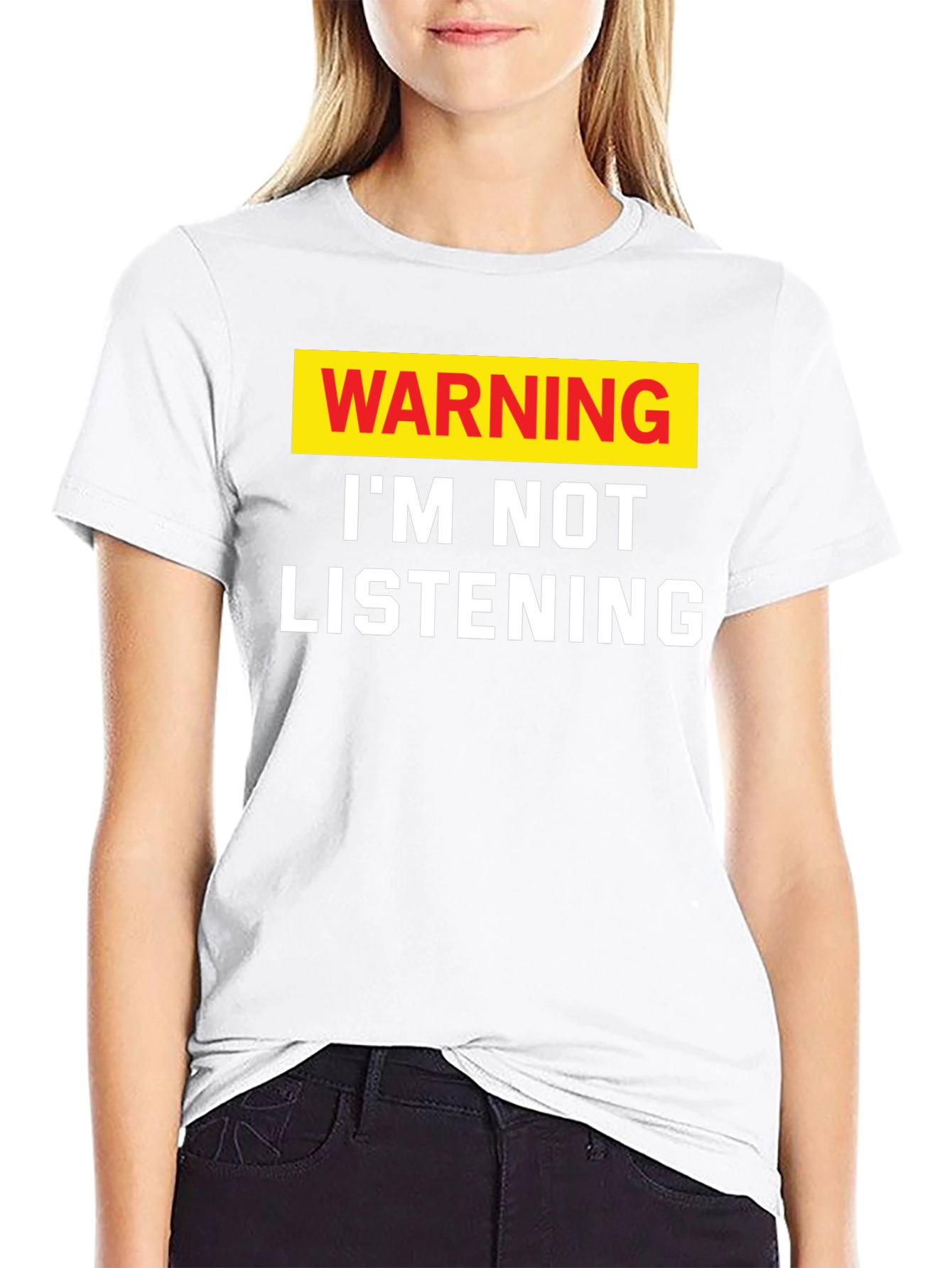 Black Warning I'm Not Listening Men's T-Shirt view 9