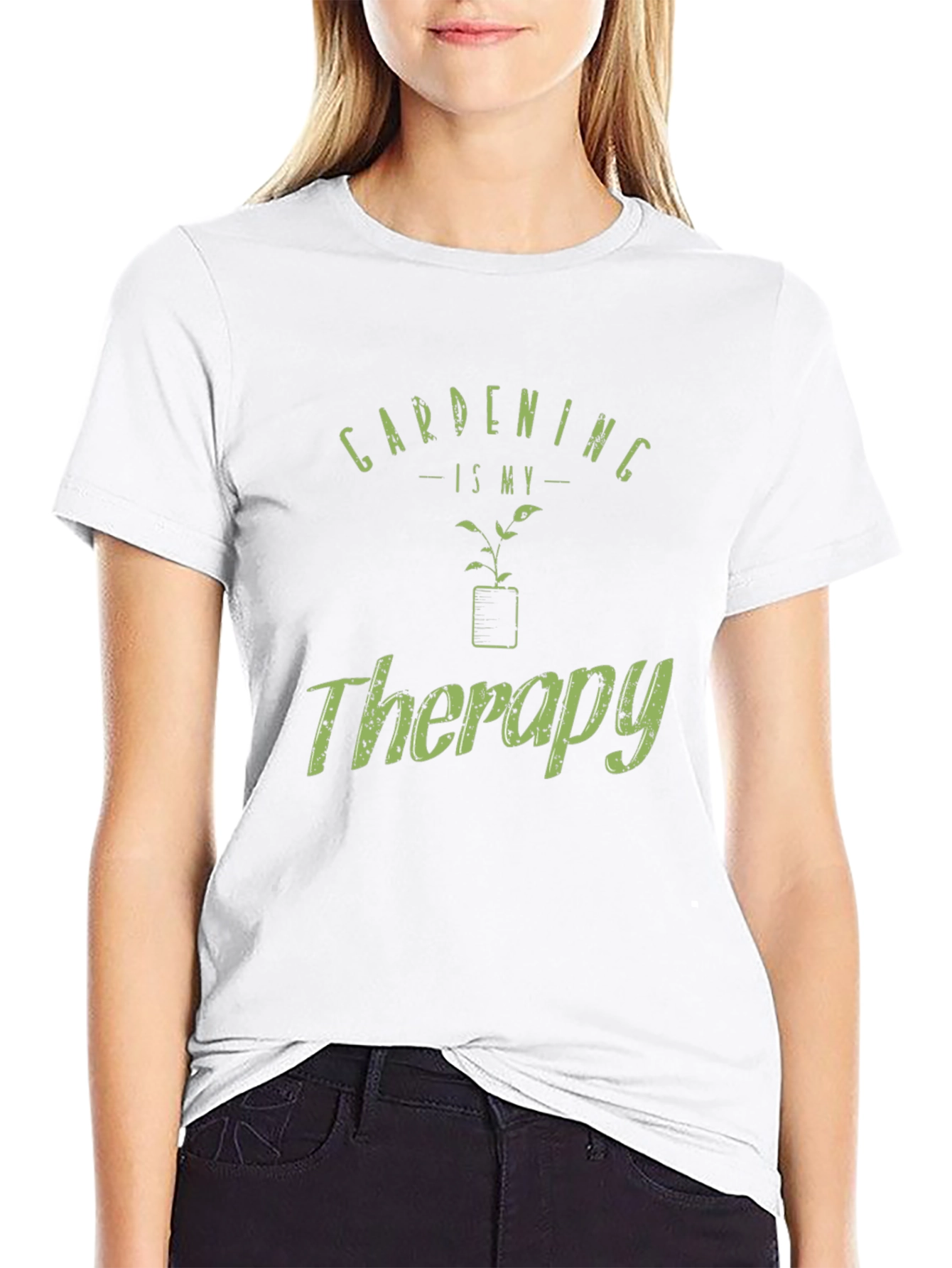 Black Gardening Is My Therapy T-Shirt view 9