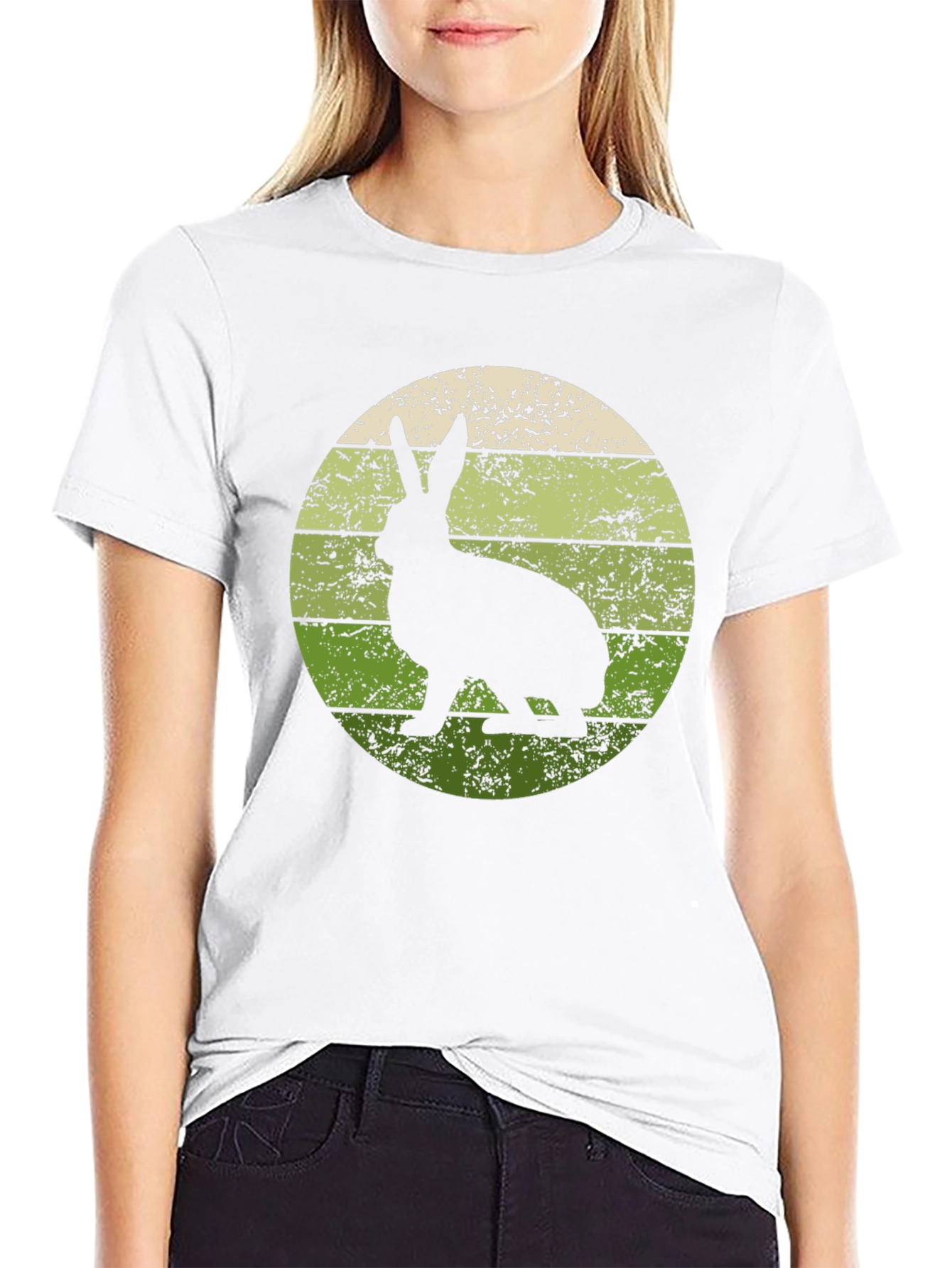 Black Retro Rabbit Graphic Tee - Vintage Style view 9