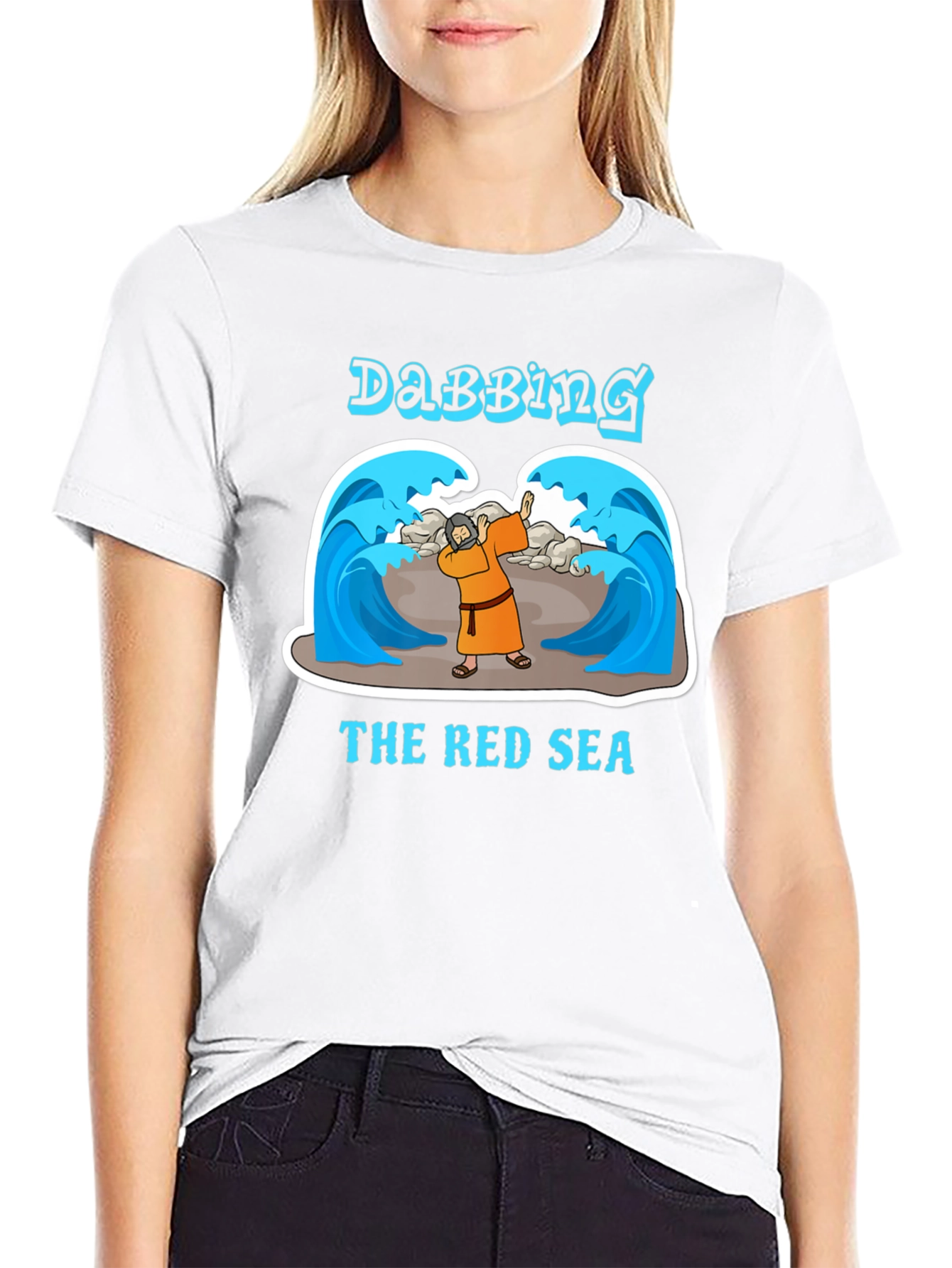 Black Dabbing the Red Sea T-Shirt - Funny Moses Tee view 9