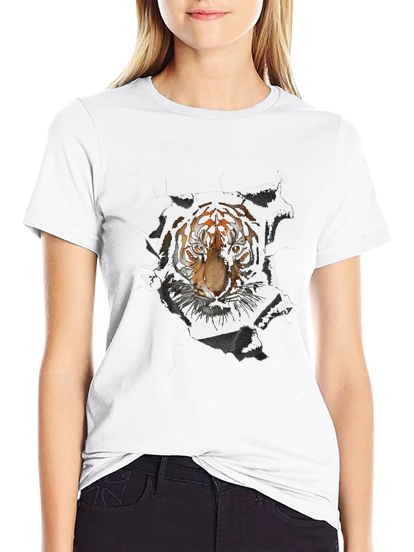 Black Tiger Graphic Black T-Shirt view 9