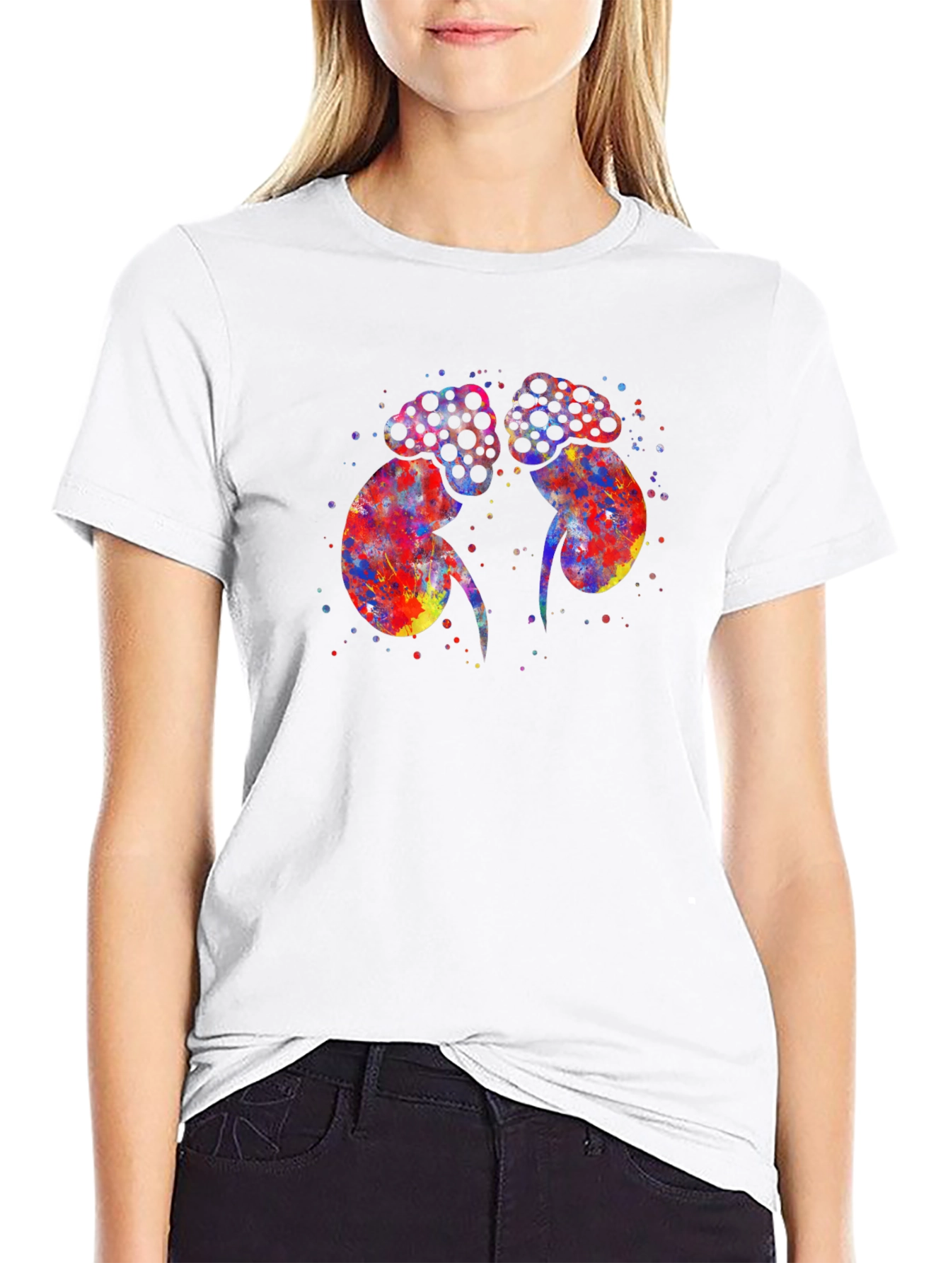 Black Colorful Kidney Print Black T-Shirt view 9