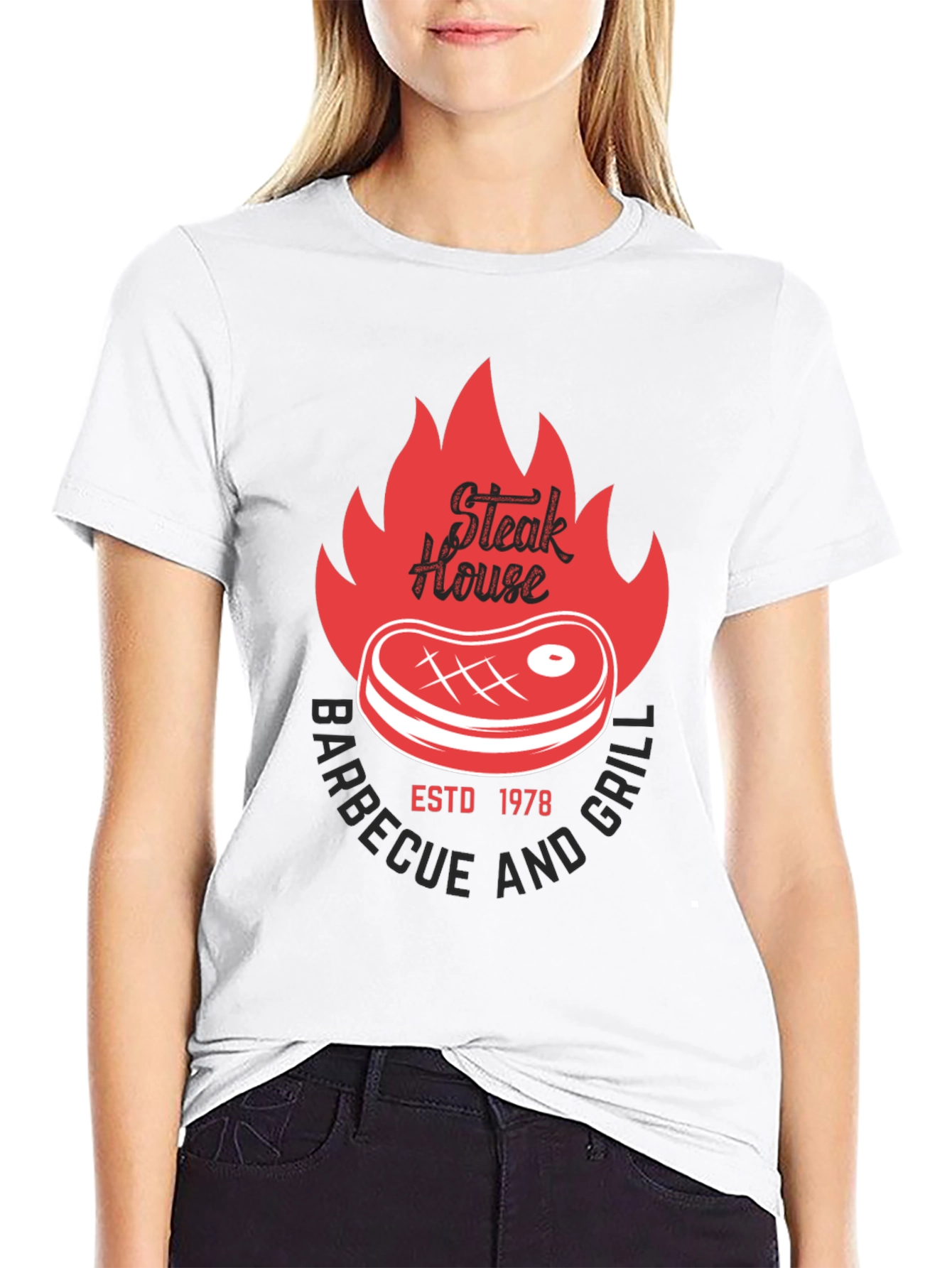 Black Steak House BBQ & Grill T-Shirt view 9