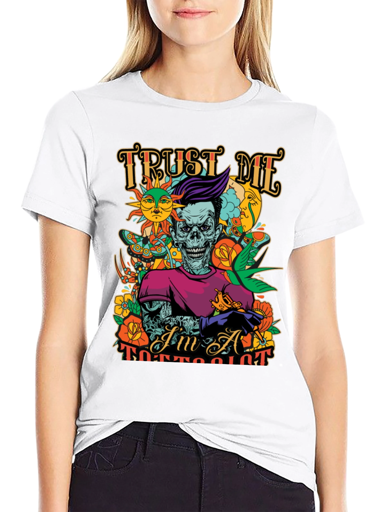 Black Trust Me I'm A Tattooist Black Graphic Tee view 9