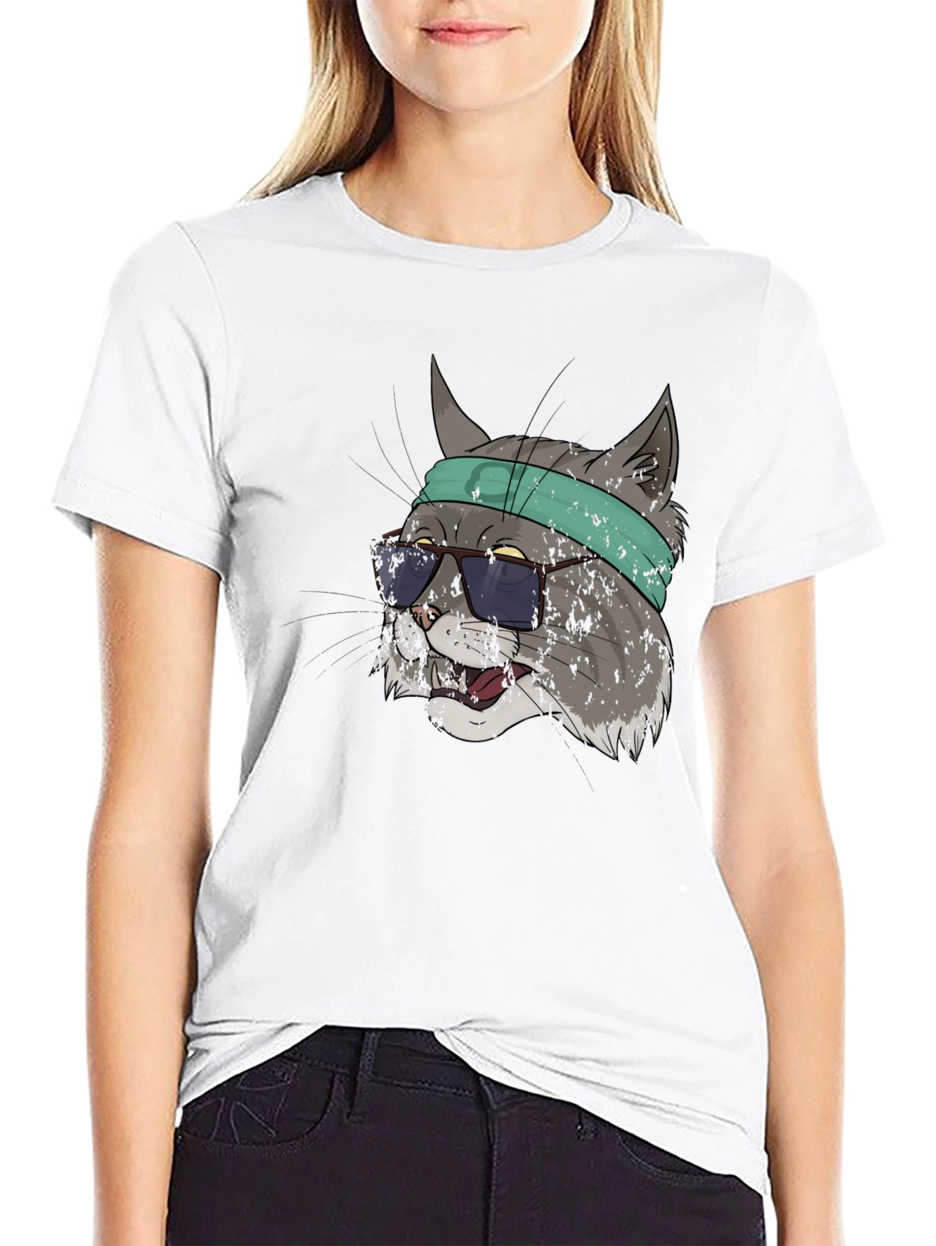 Black Cool Cat Graphic Tee - Unisex Black T-Shirt view 9