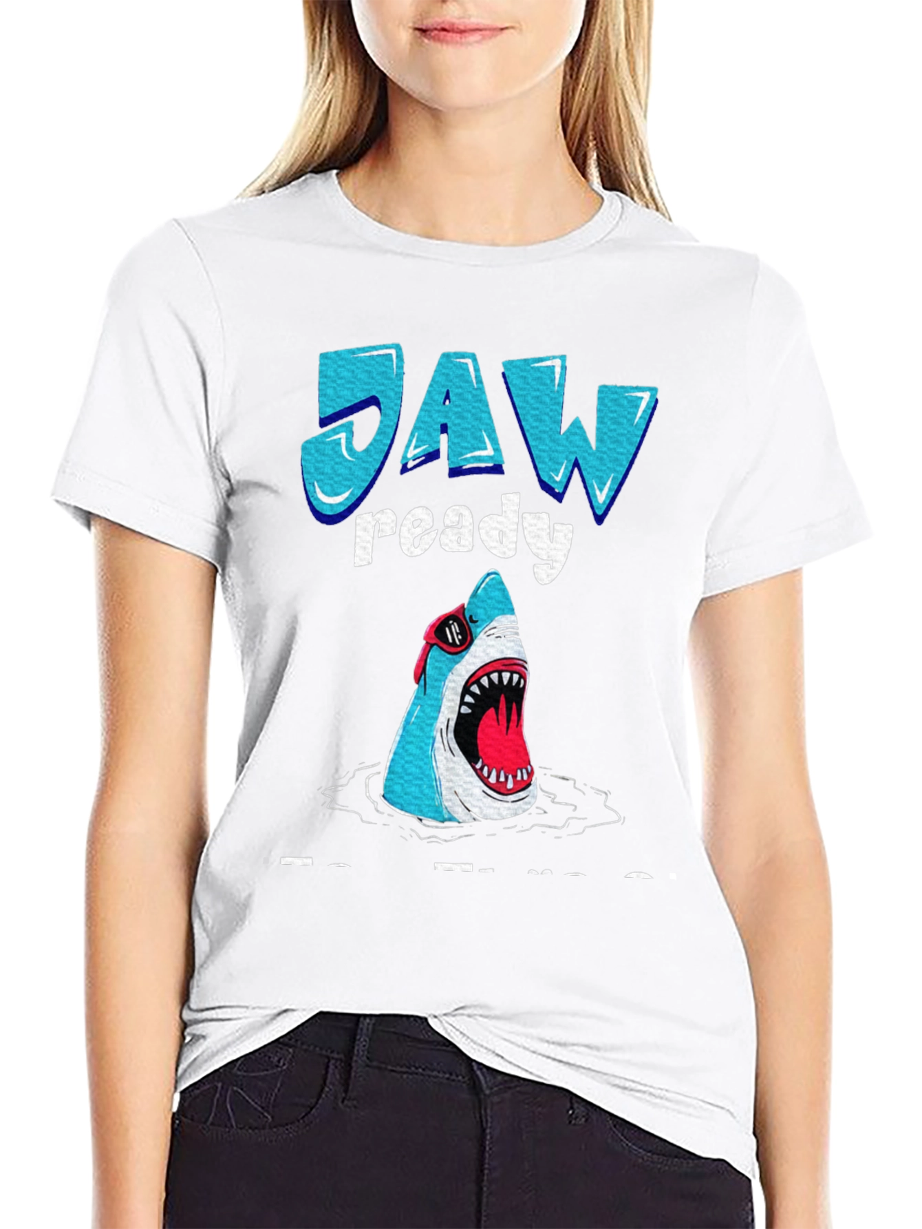 Black Jaw Ready Funny Shark Graphic T-Shirt view 9