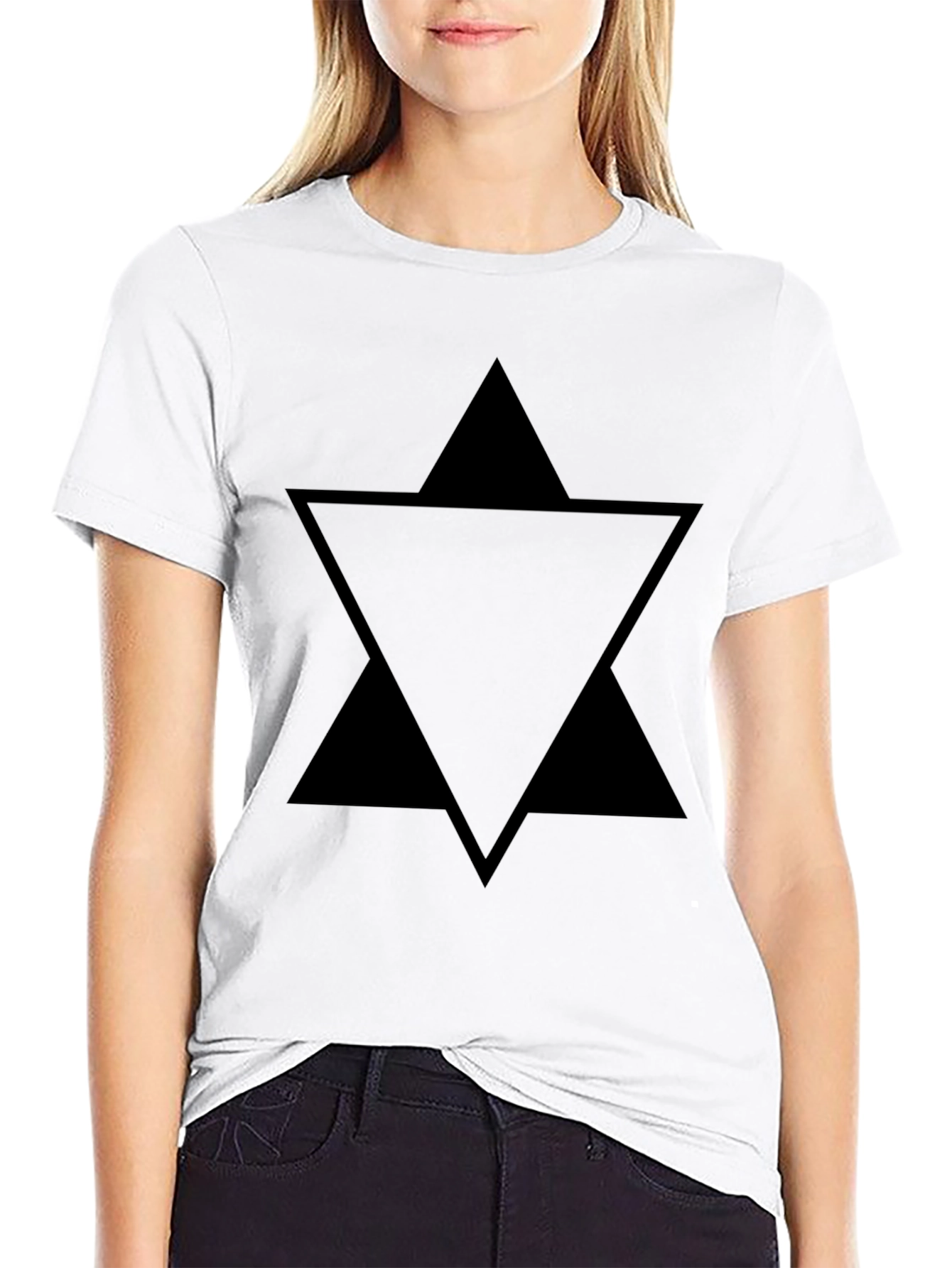 Black Geometric Triangle Star Black T-Shirt view 9