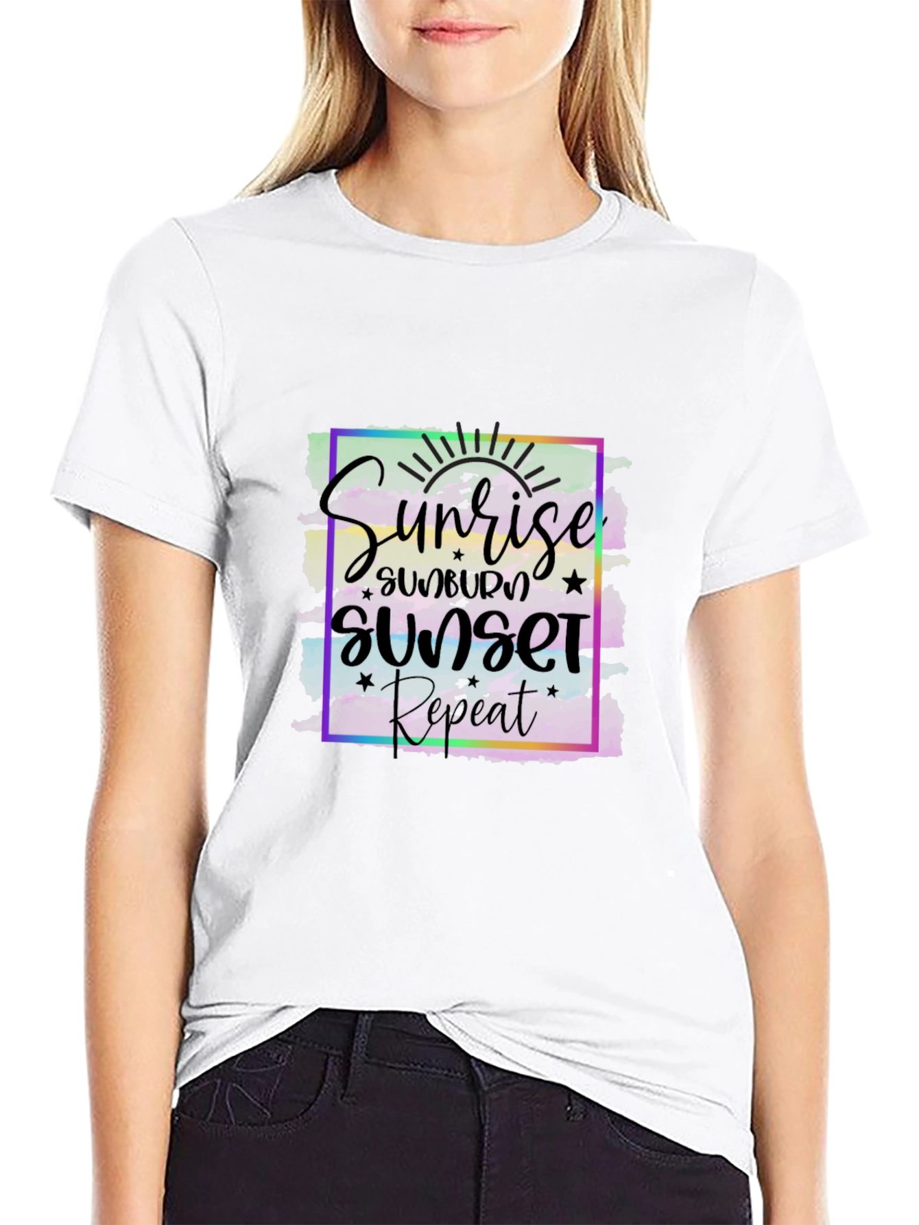 Black Sunrise Sunset Repeat Graphic Tee view 9