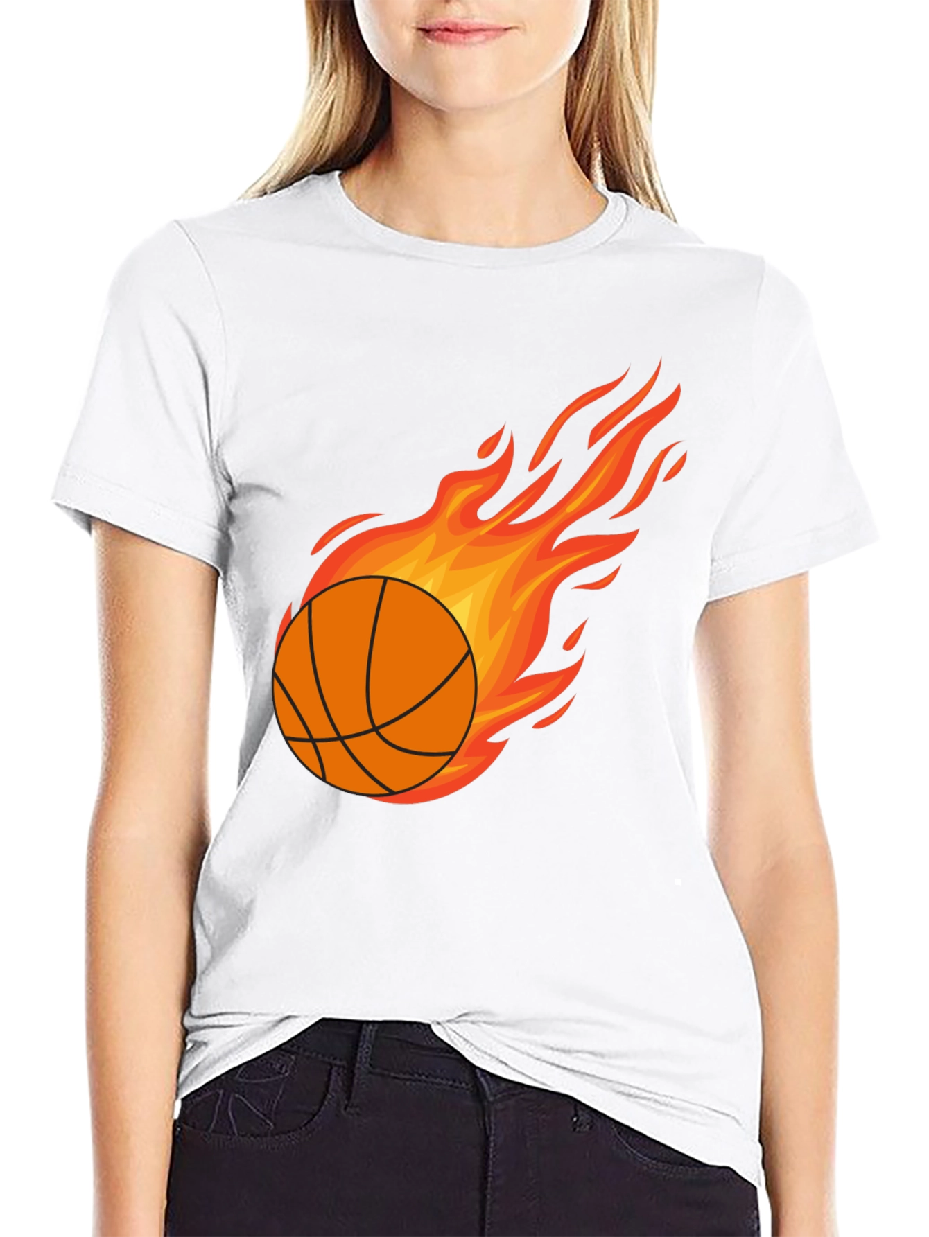 Black Fiery Basketball Graphic Tee - Men's Black T-Shirt view 9