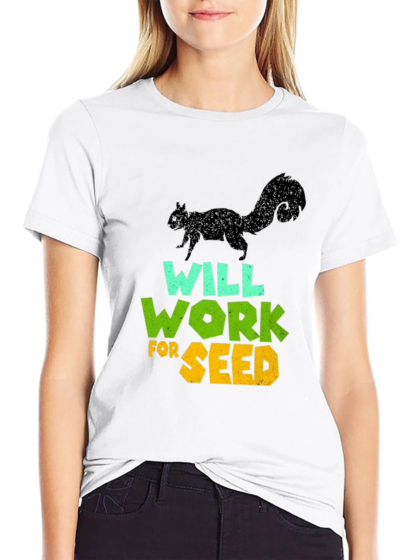 Black Will Work For Seed T-Shirt - Funny Squirrel Design view 9