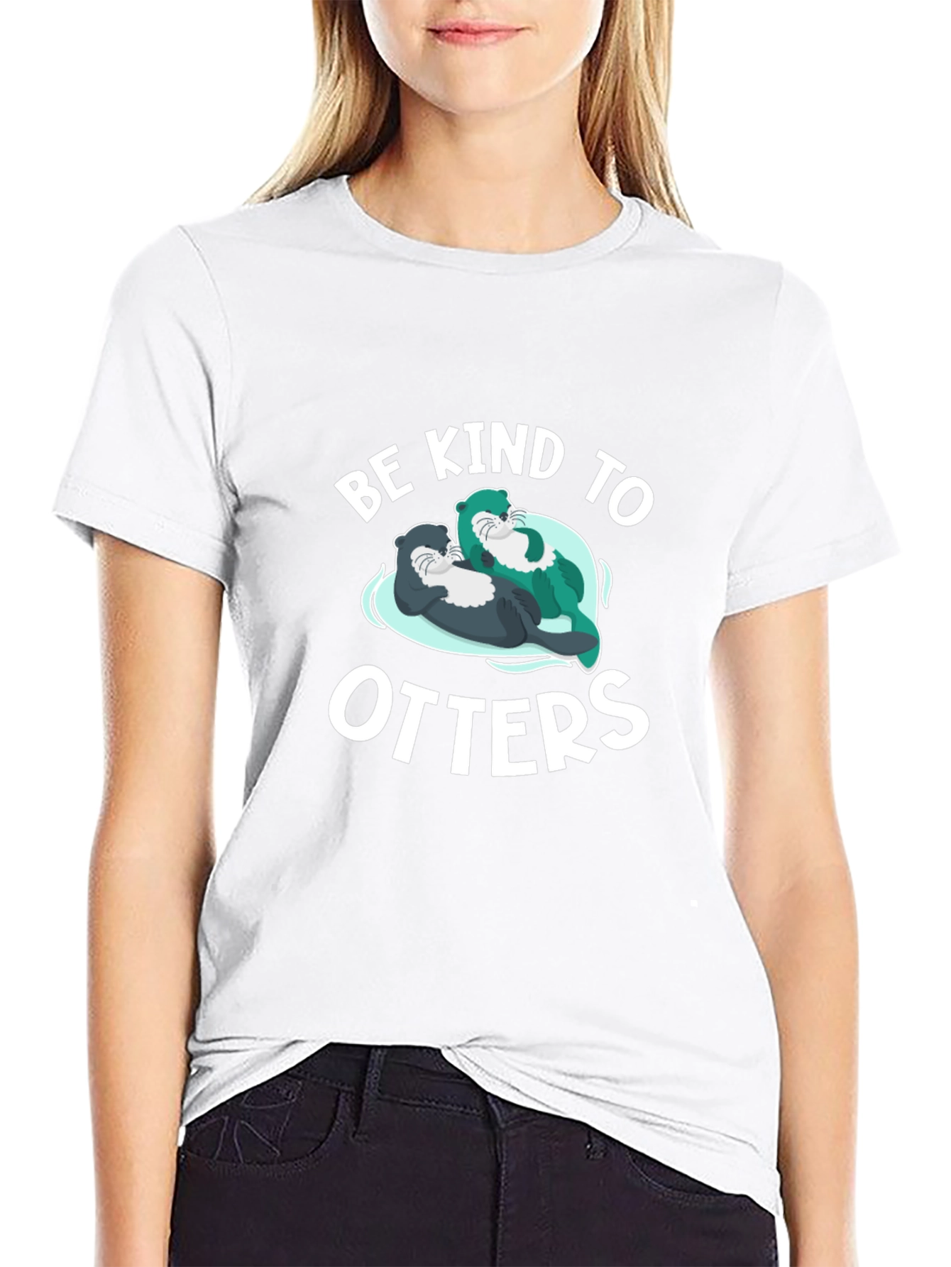Black Be Kind To Otters Black T-Shirt view 9