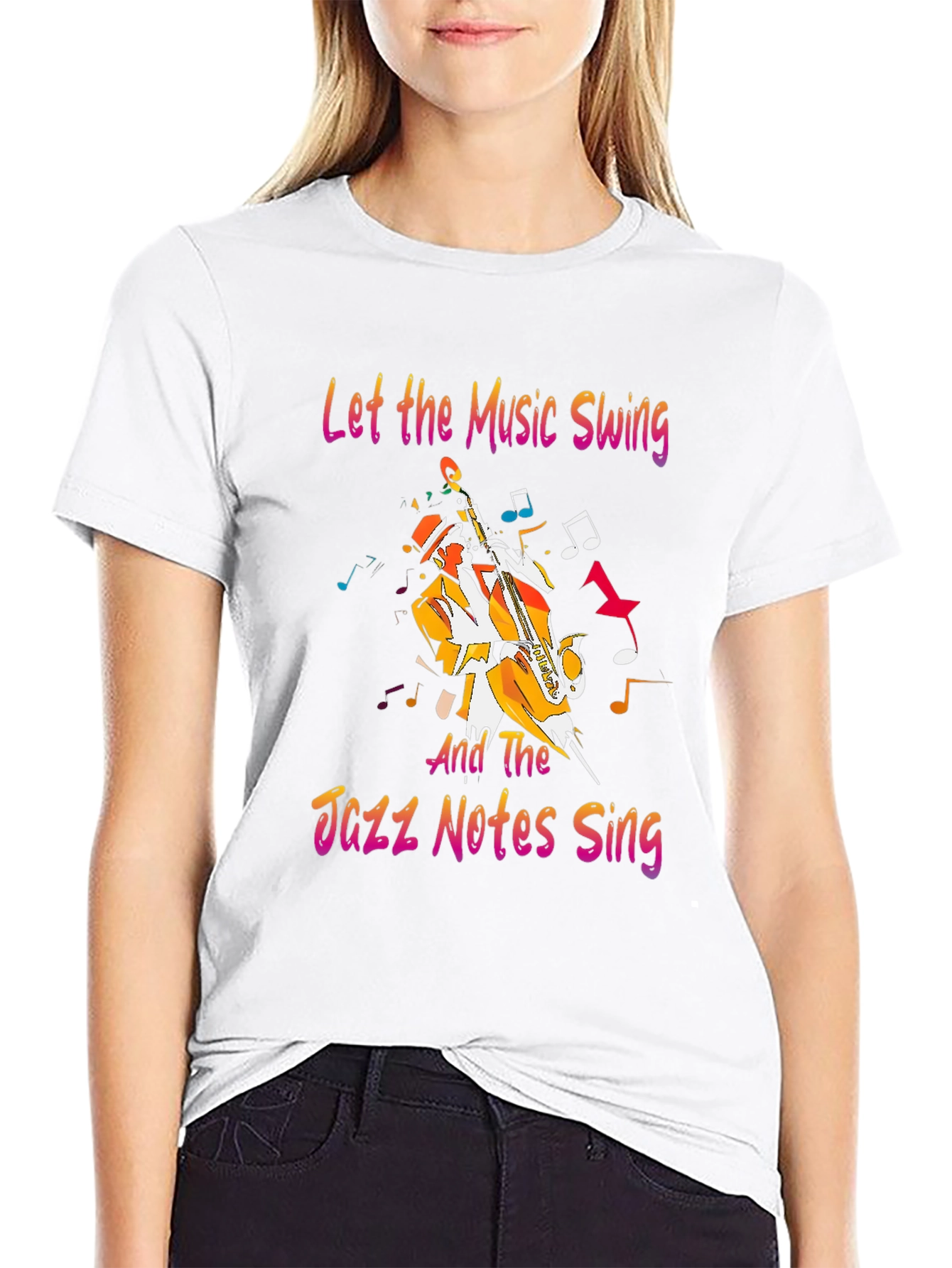 Black Jazz Music T-Shirt - Let the Music Swing Graphic Tee view 9