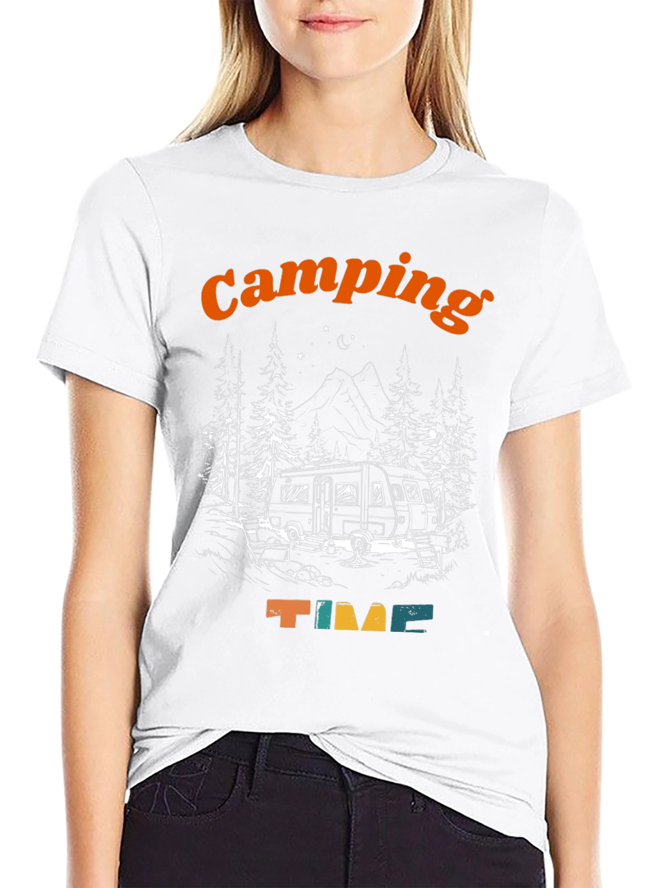 Black Camping Time Graphic T-Shirt view 9