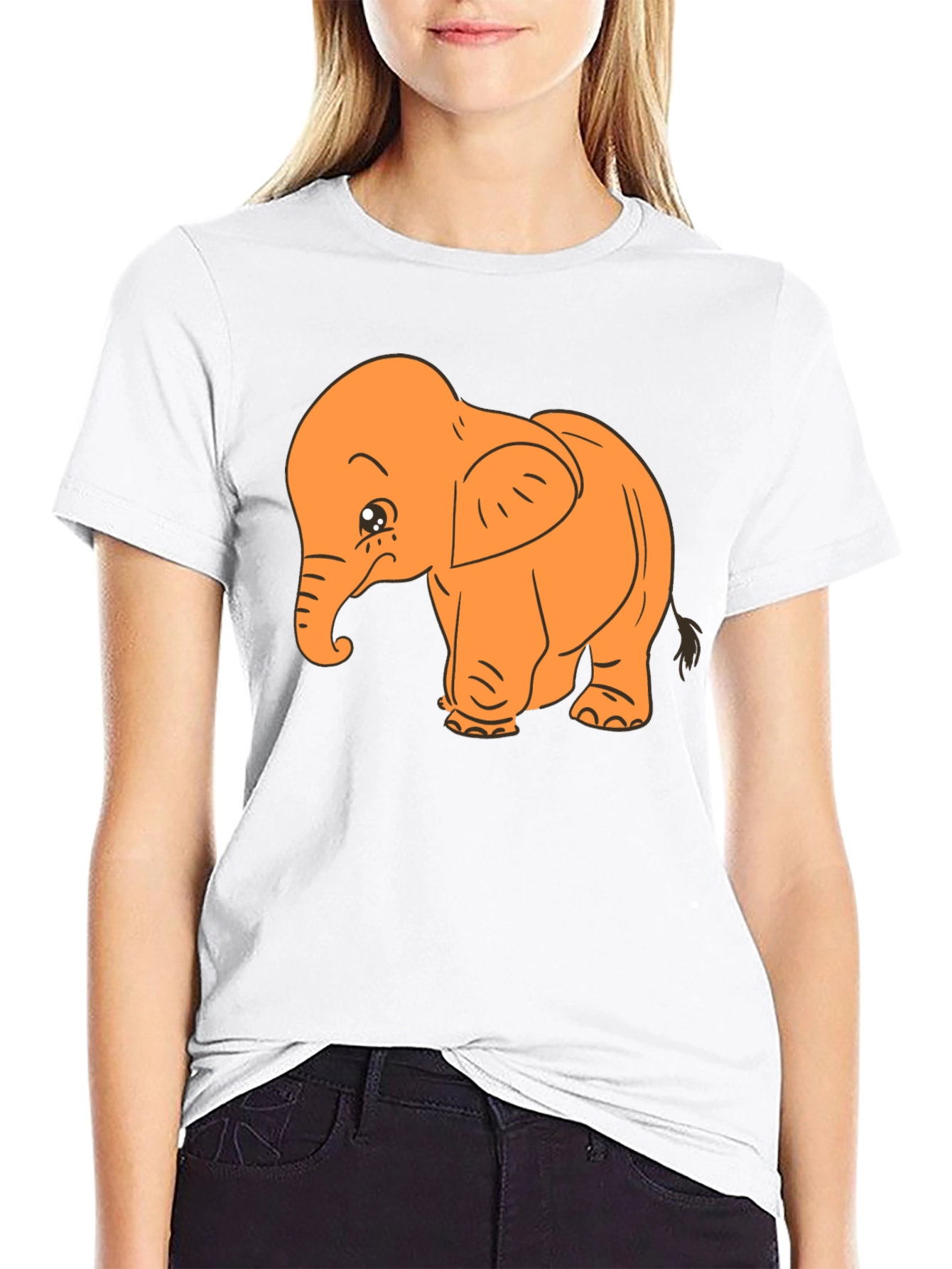 Black Cute Elephant Graphic Tee view 9