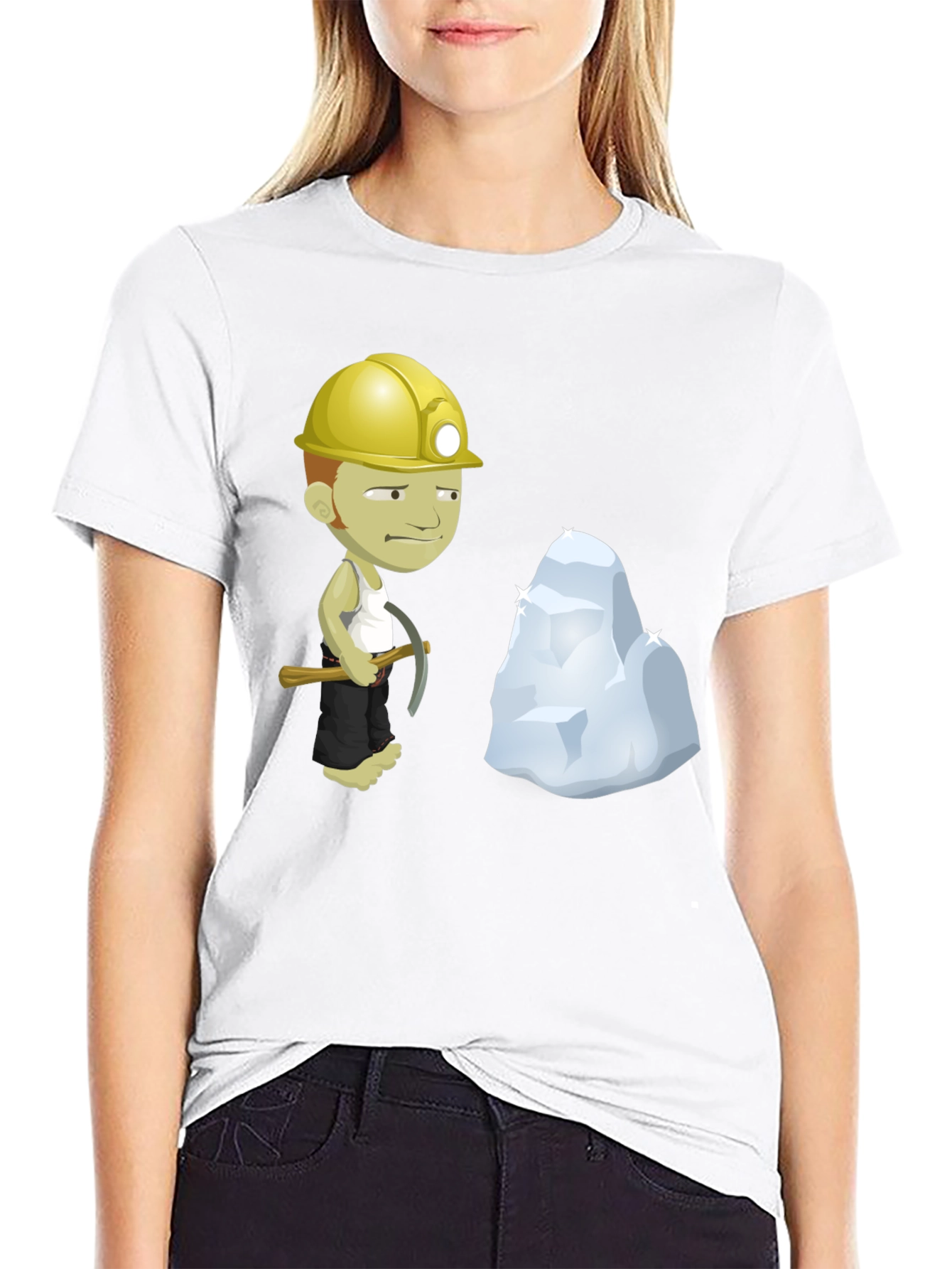 Black Miner Cartoon Black T-Shirt view 9