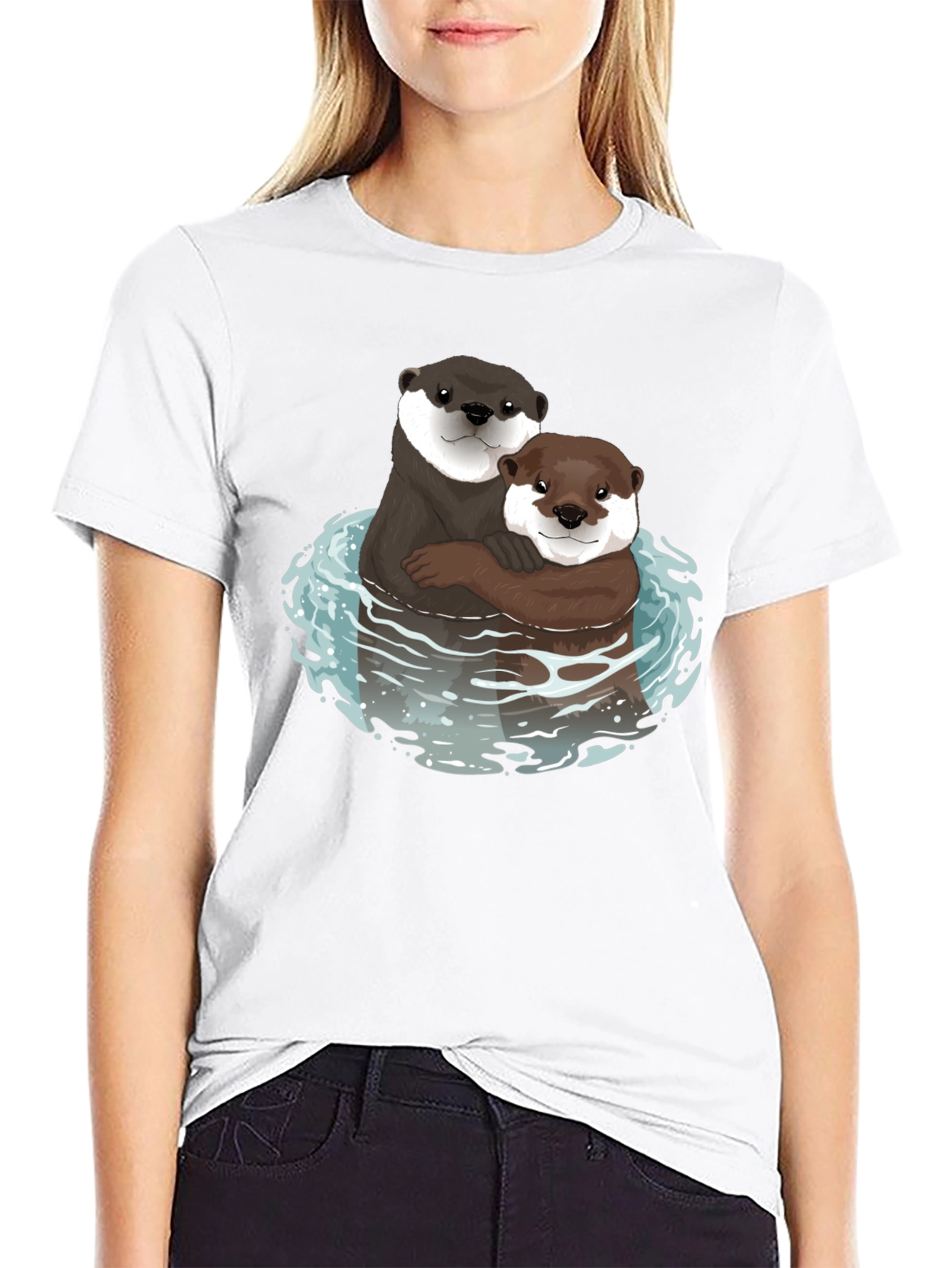 Black Otterly Adorable Graphic Tee - Black Cotton Blend view 9