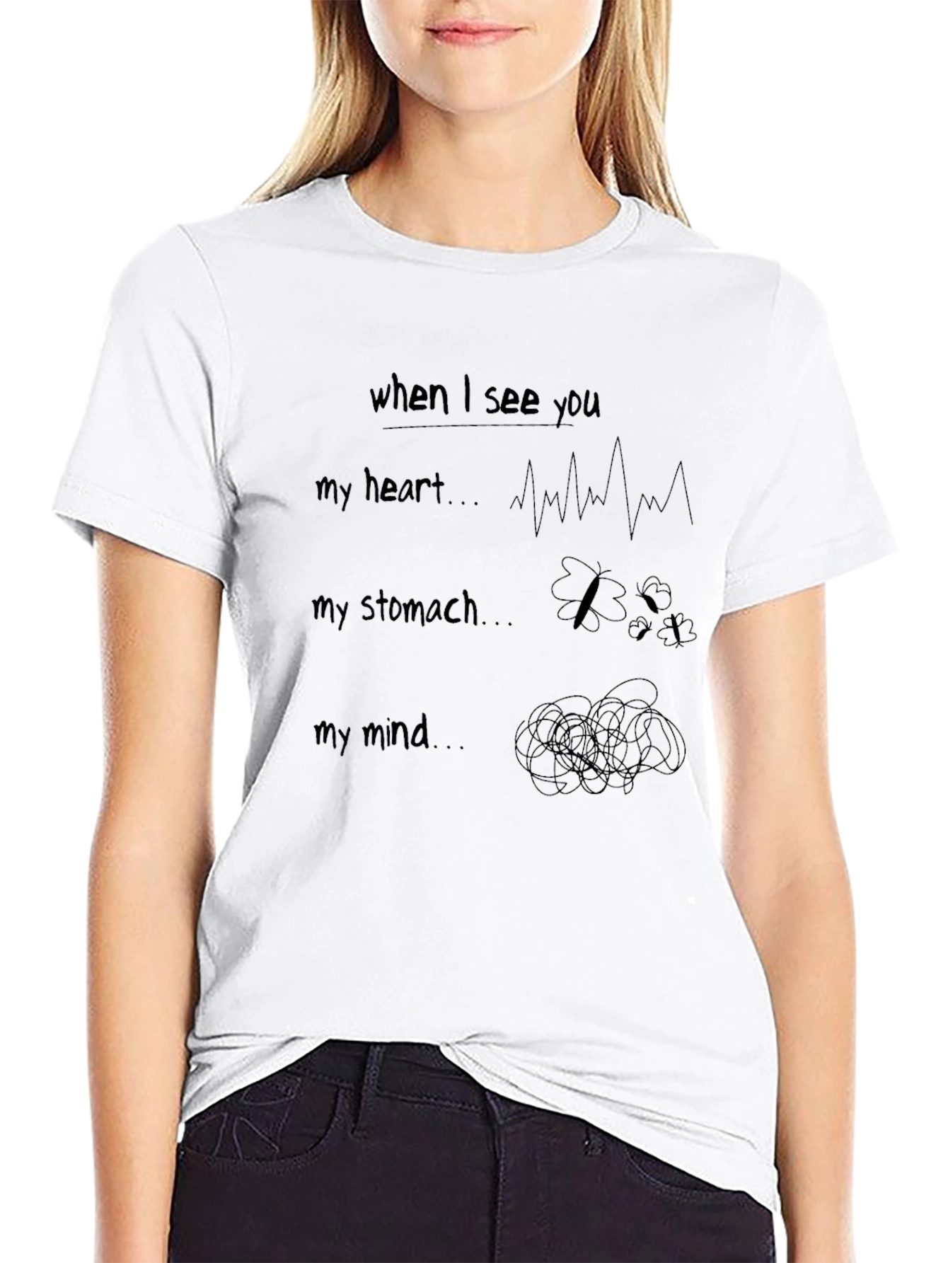 Black When I See You Graphic Tee - Heart, Stomach, Mind view 9
