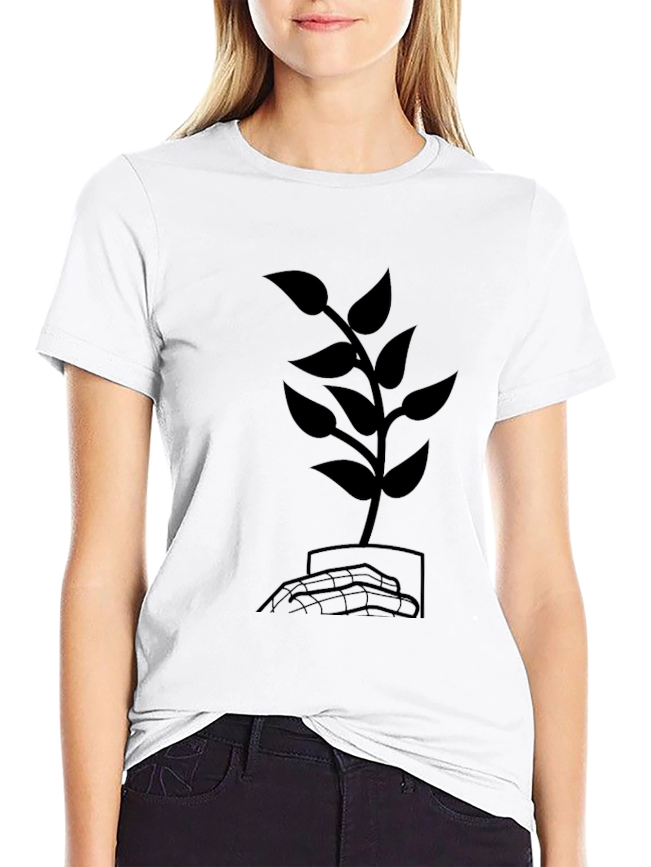 Black Nature's Grasp T-Shirt - Black Plant Design view 9