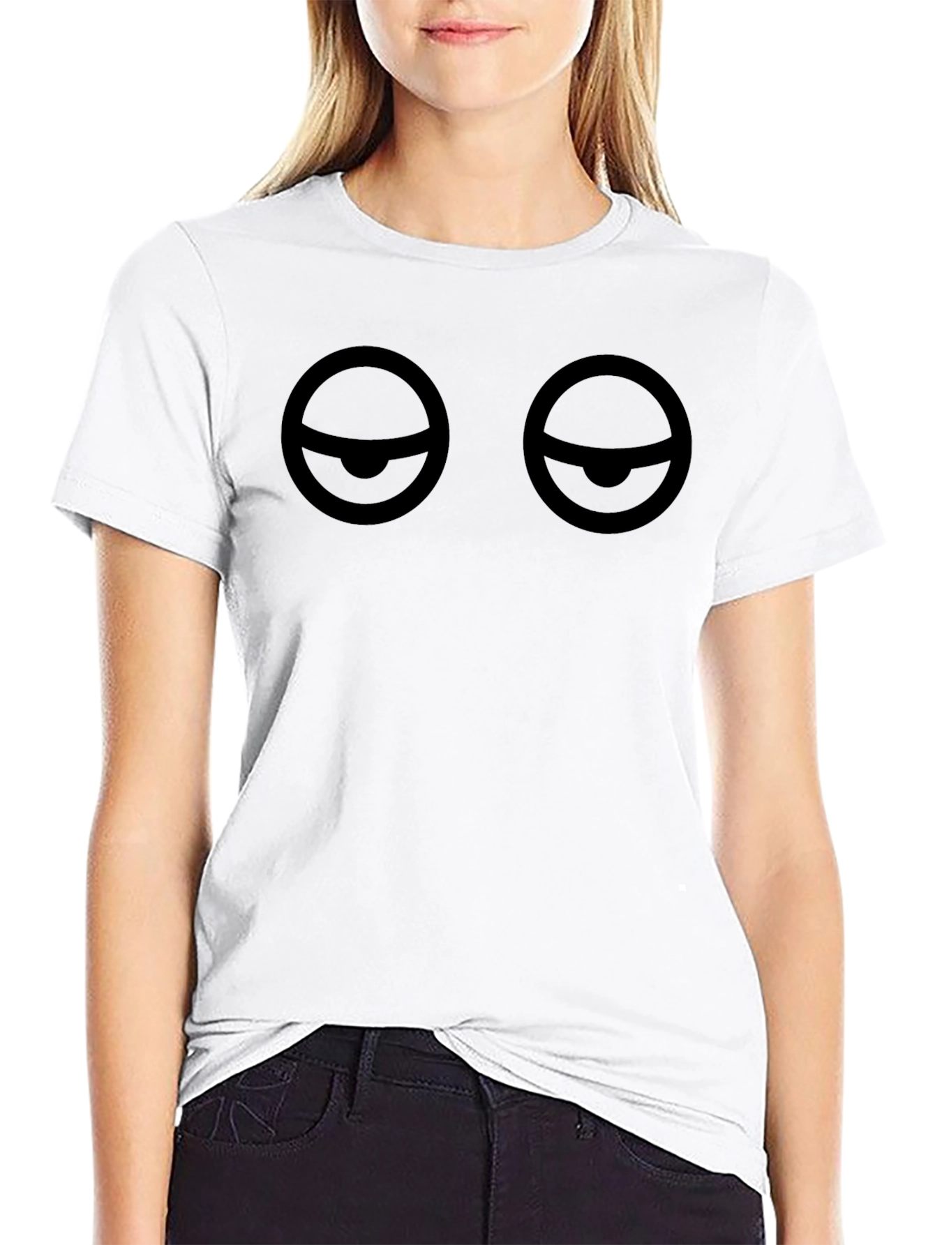 Black Expressionless Eyes Black Graphic T-Shirt view 9
