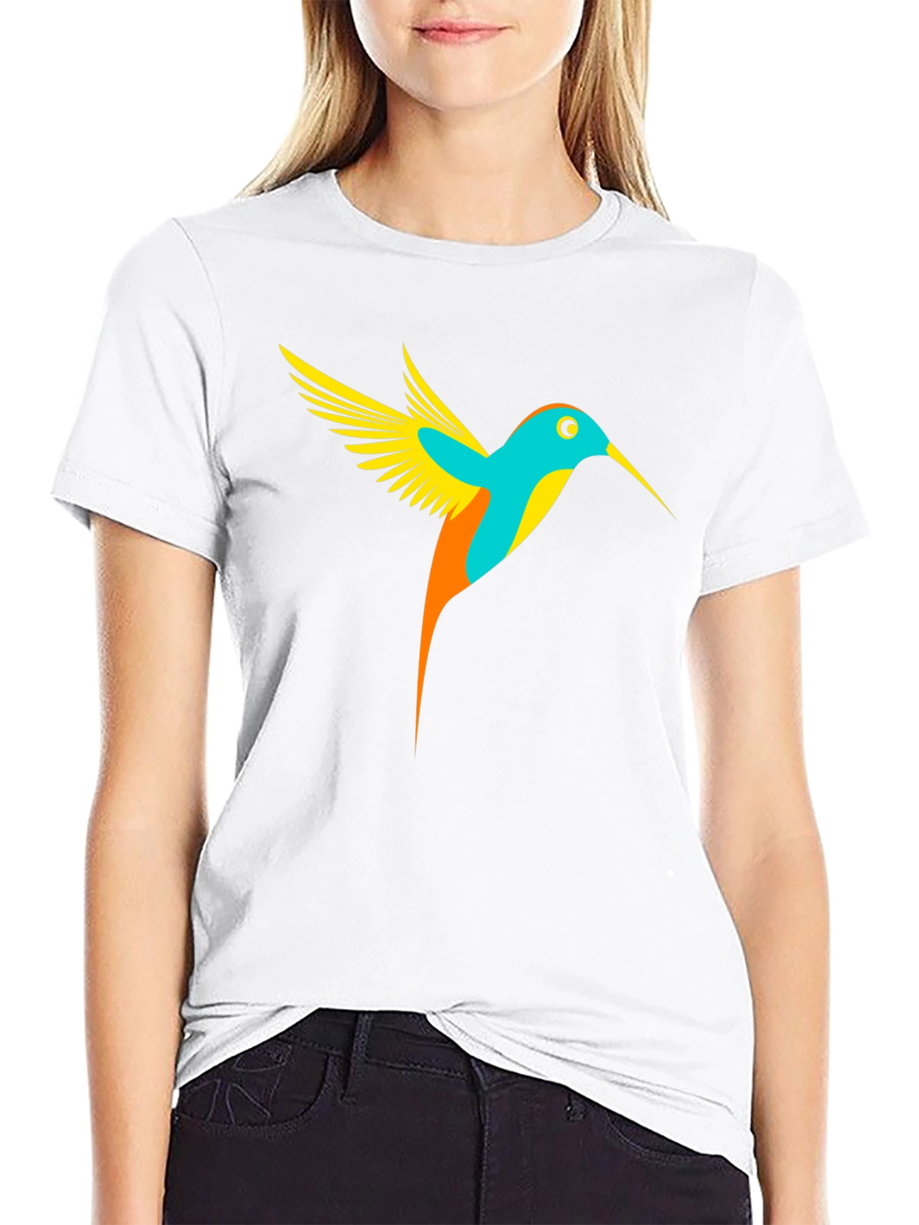 Black Hummingbird Graphic Tee - Black Casual T-Shirt view 9